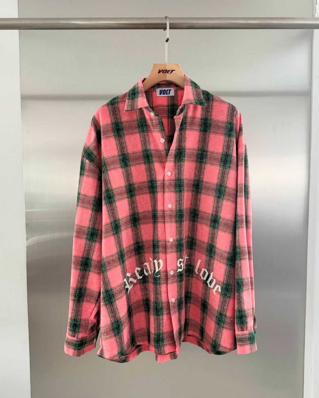 英文字格仔長袖恤衫 VOLT-088S