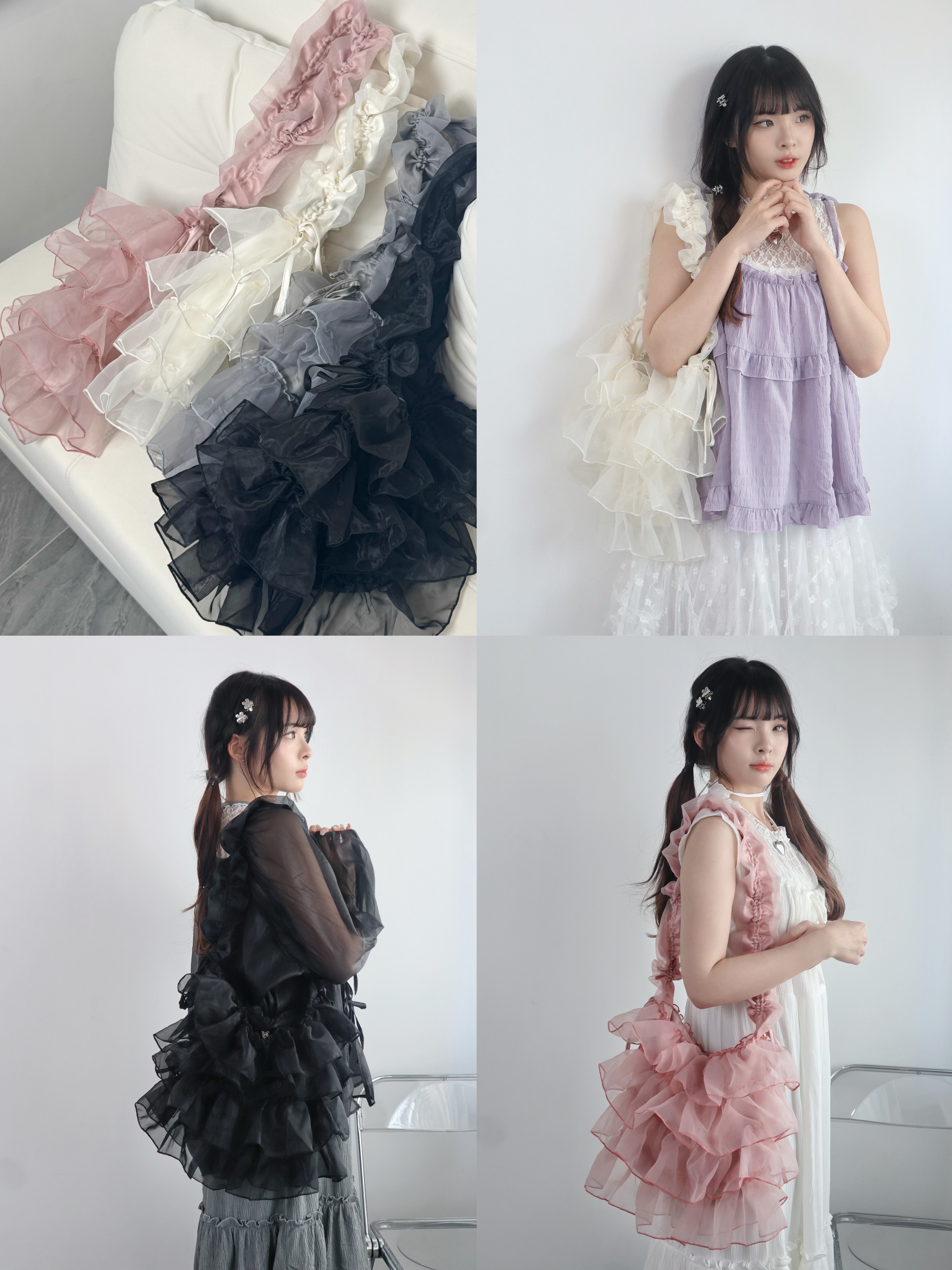 蛋糕ruffle 紗紗袋 L size 四色入