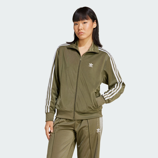 ADIDAS 外套 FIREBIRD TT 橄欖綠 三葉草 立領 復古外套 女 IY4742