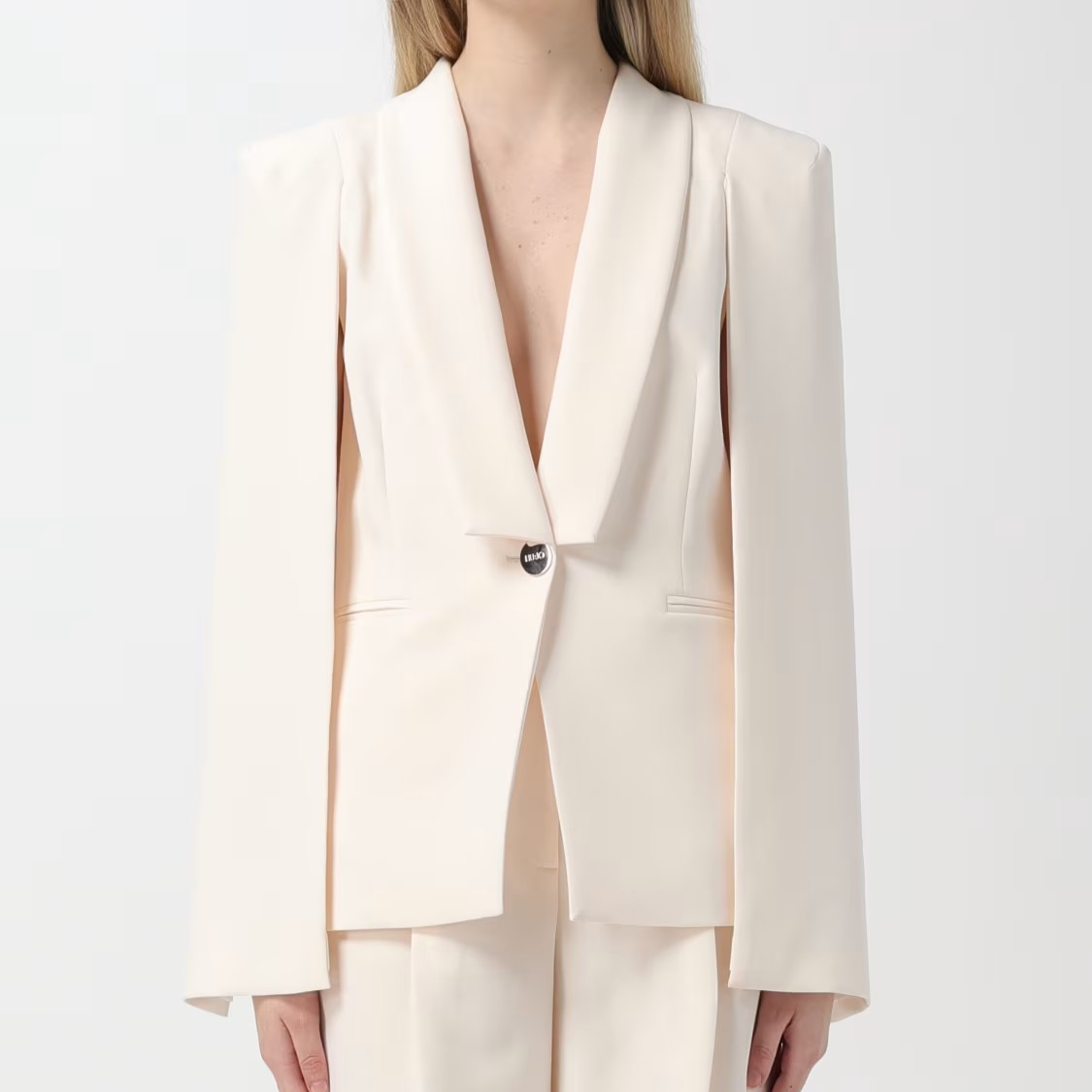 1LJ0404-004 (Defect) LIU JO Suit Blazer with Cut-Out White #CA4198T2200 (C-EU-E)