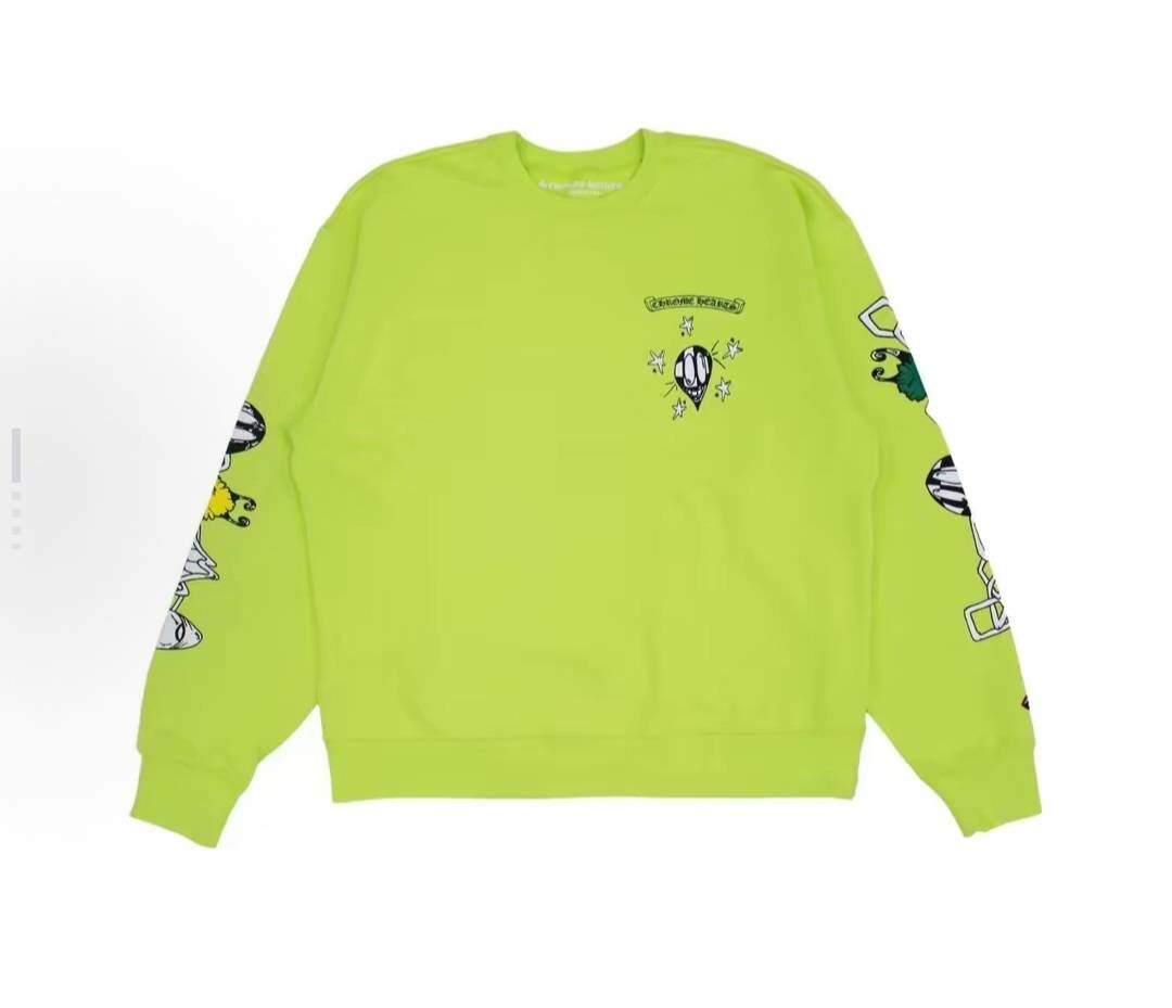 【代購】CHROME HEARTS 克羅心 塗鴉圓領長袖 男女同款 綠色
