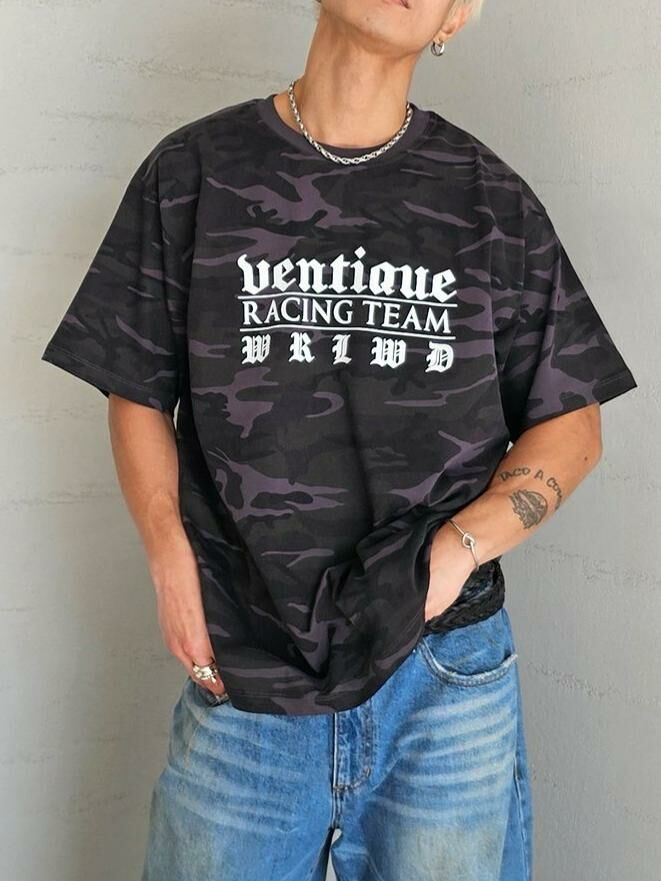 迷彩英文字短袖Tee VENTIQUE-041T