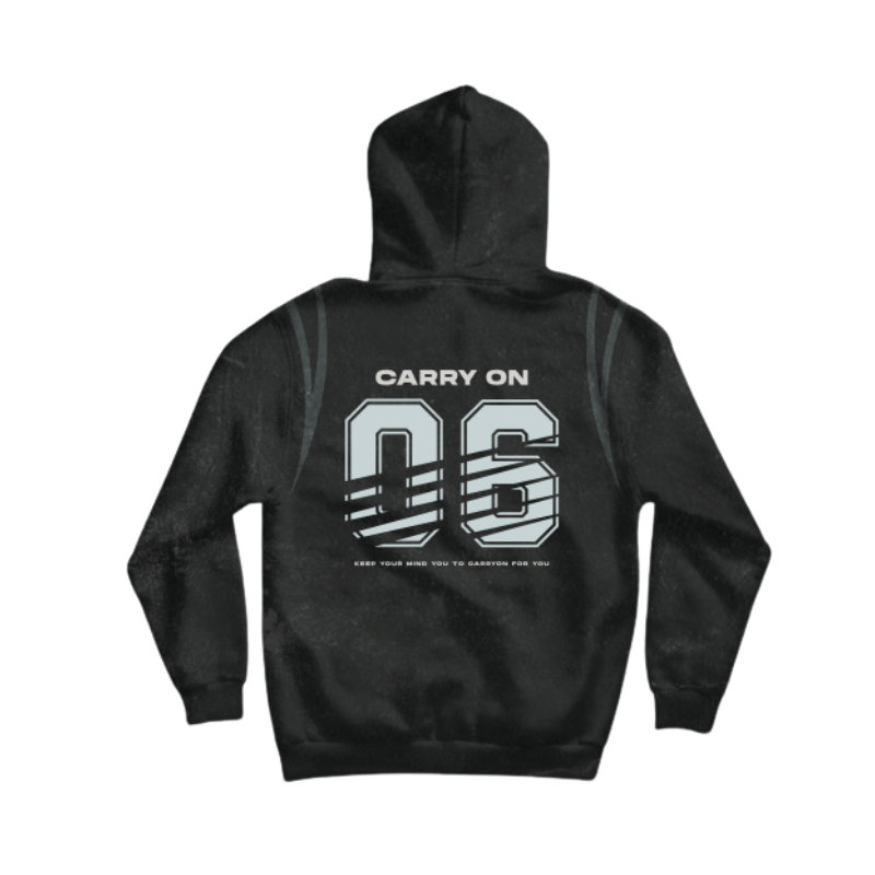 CARRYON 24FW Thunder Flow Hoodie 330g 毛圈巾 閃電 反光條 帽T  黑色