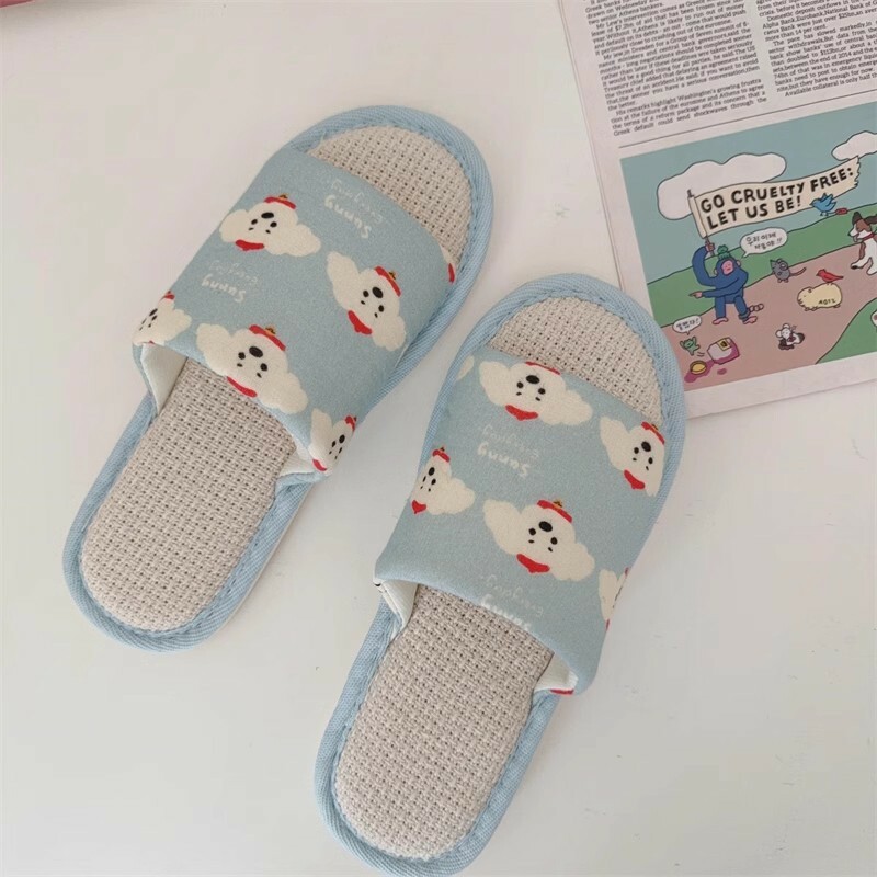 《5837》卡通藍色小狗居家室內拖