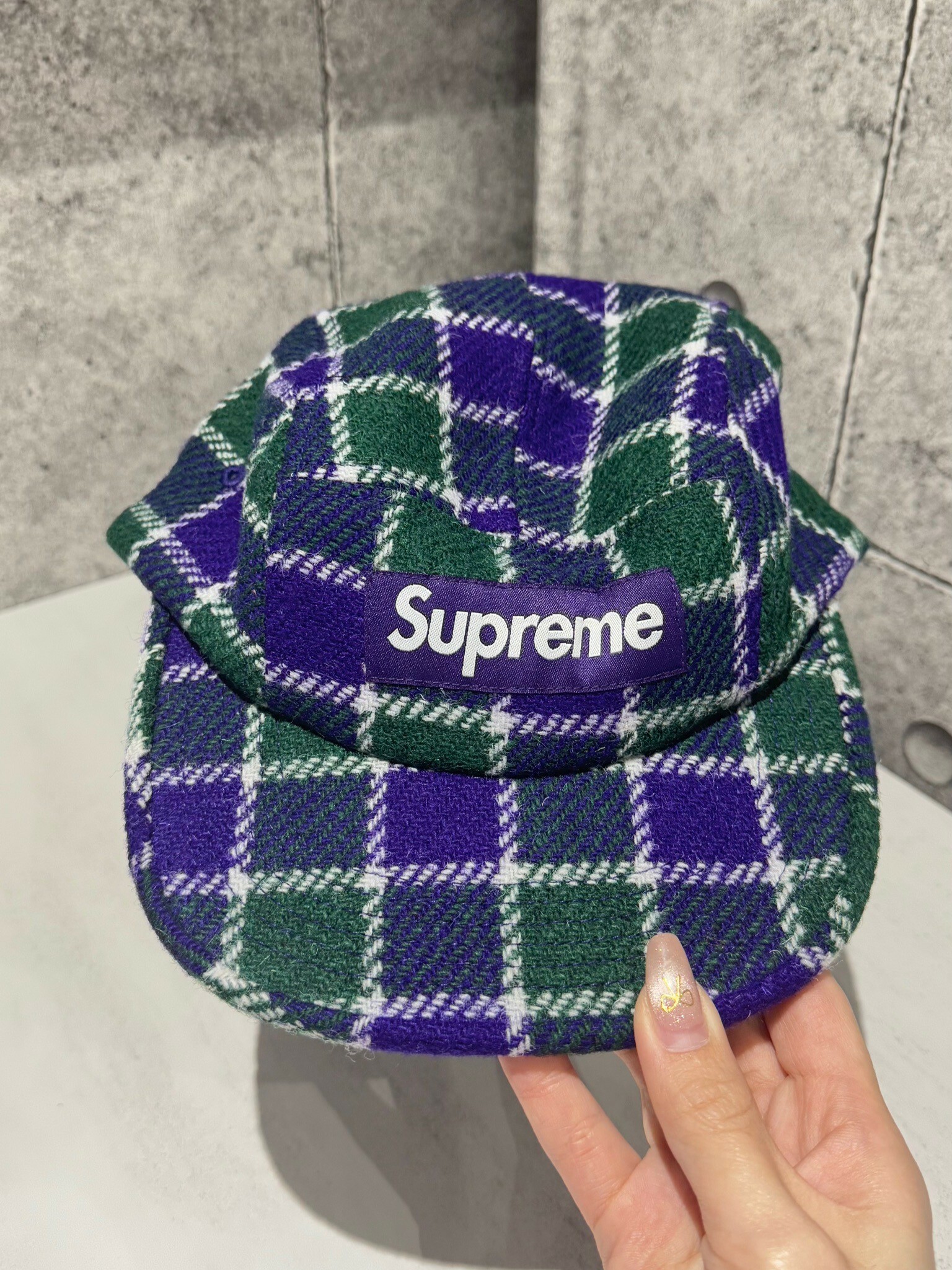 Supreme x Harris Tweed Camp Cap 羊毛格紋 分割帽
