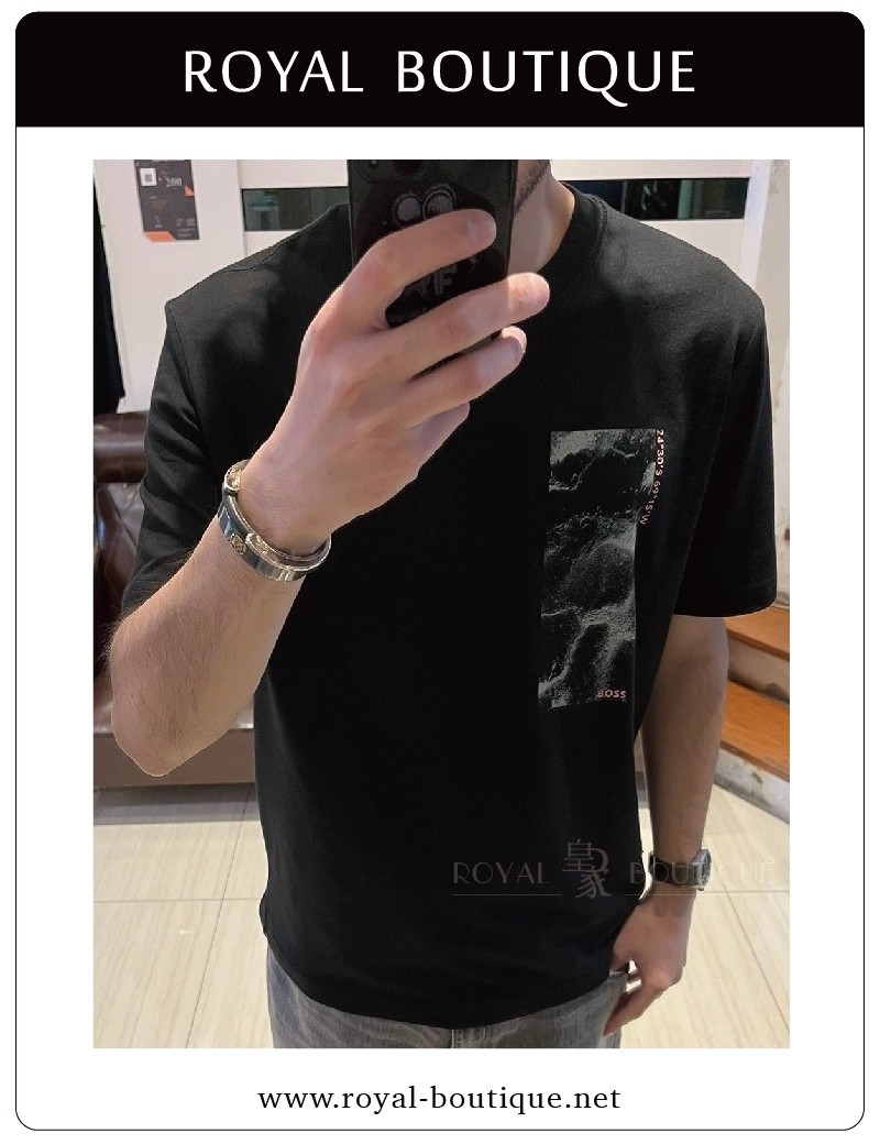 BOSS 左胸數位編碼相片印刷短T