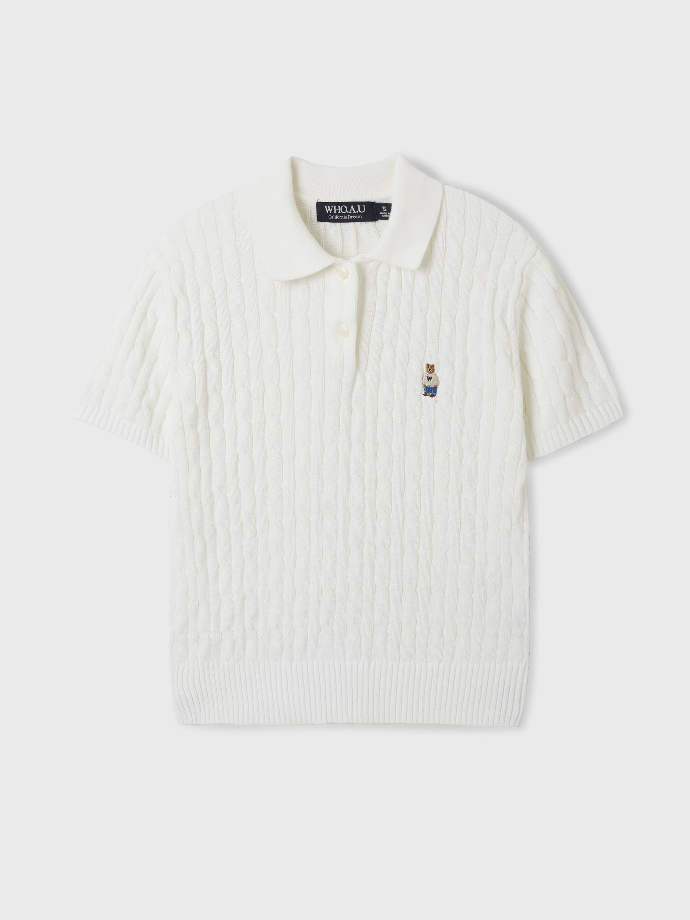 [K] WHO.A.U WHKAF2411F39 Steve Collar Cable Short S, Ivory, WHKAF2411F39 (KWAU88)