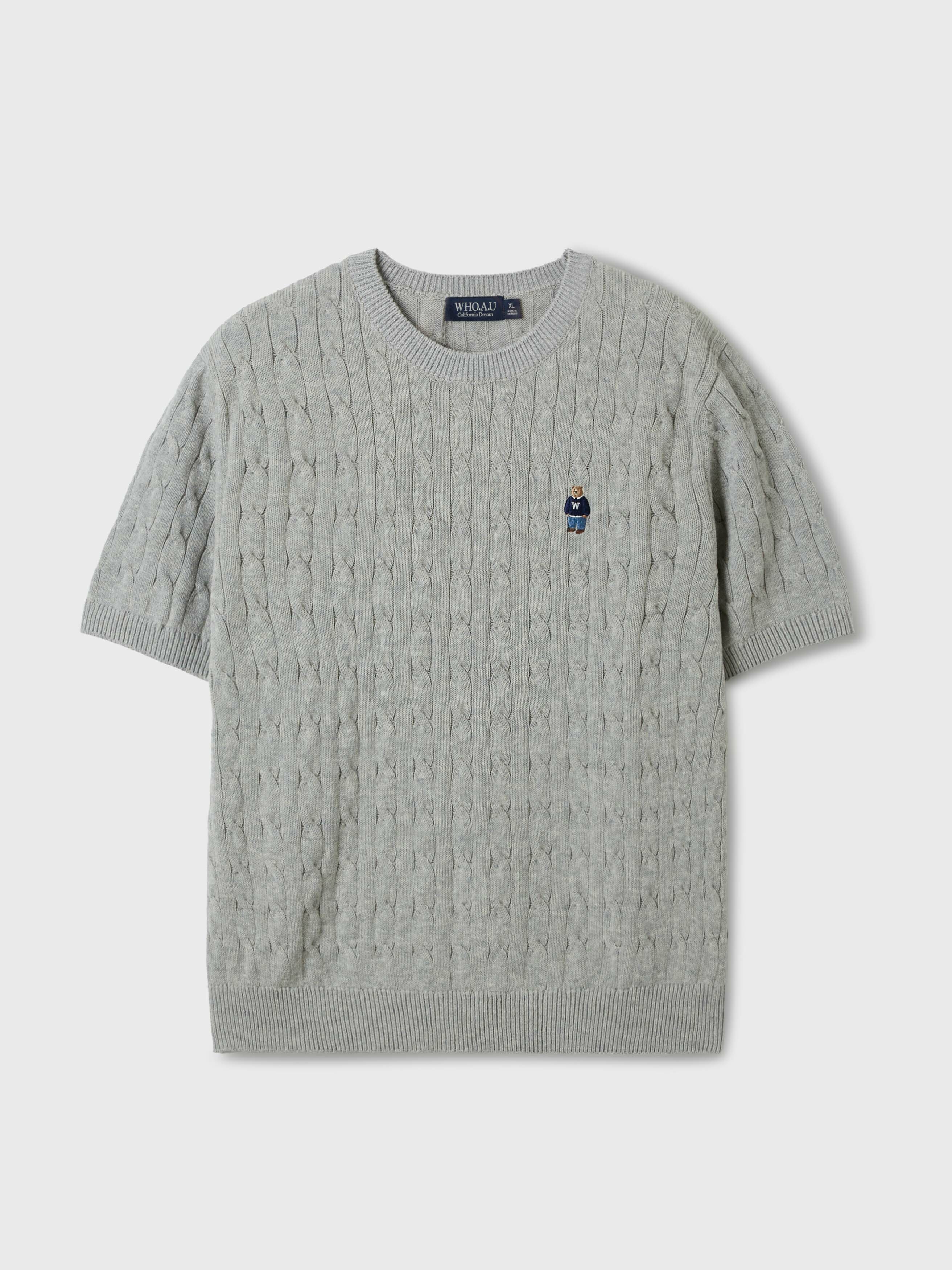 [K] WHO.A.U WHKAF2411UAC Steve Cable Short S, Melange Gray, WHKAF2411UAC (KWAU93)