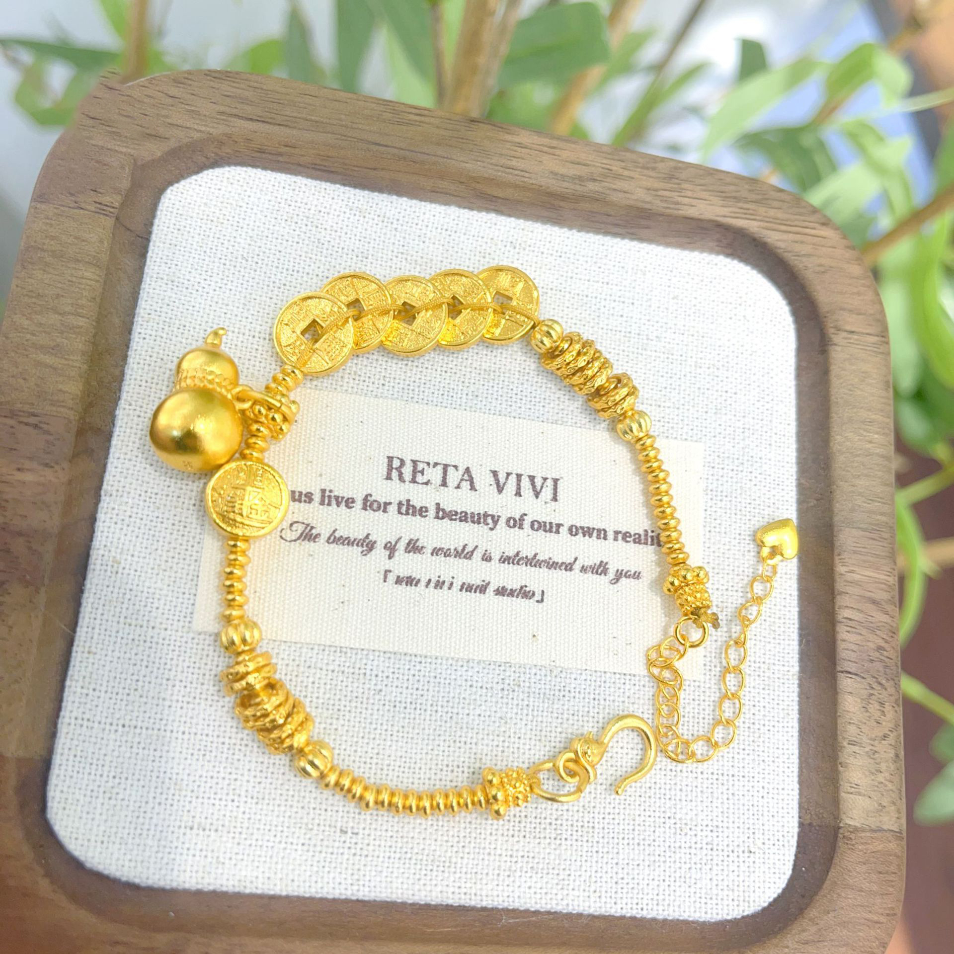 【金輝】日進斗金古法金沙五帝錢葫蘆盤纏手鍊