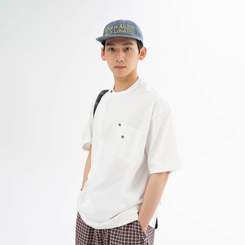 4M32 不對稱設計感單口袋上衣 兩色