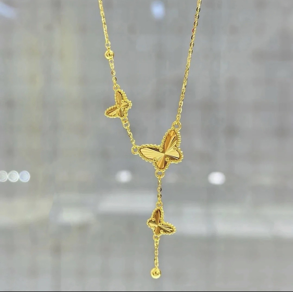 【金輝】爆閃古法金沙蝴蝶項鍊/鎖骨鍊