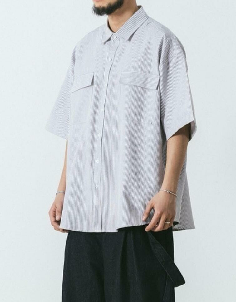 條子短袖恤衫 S1976