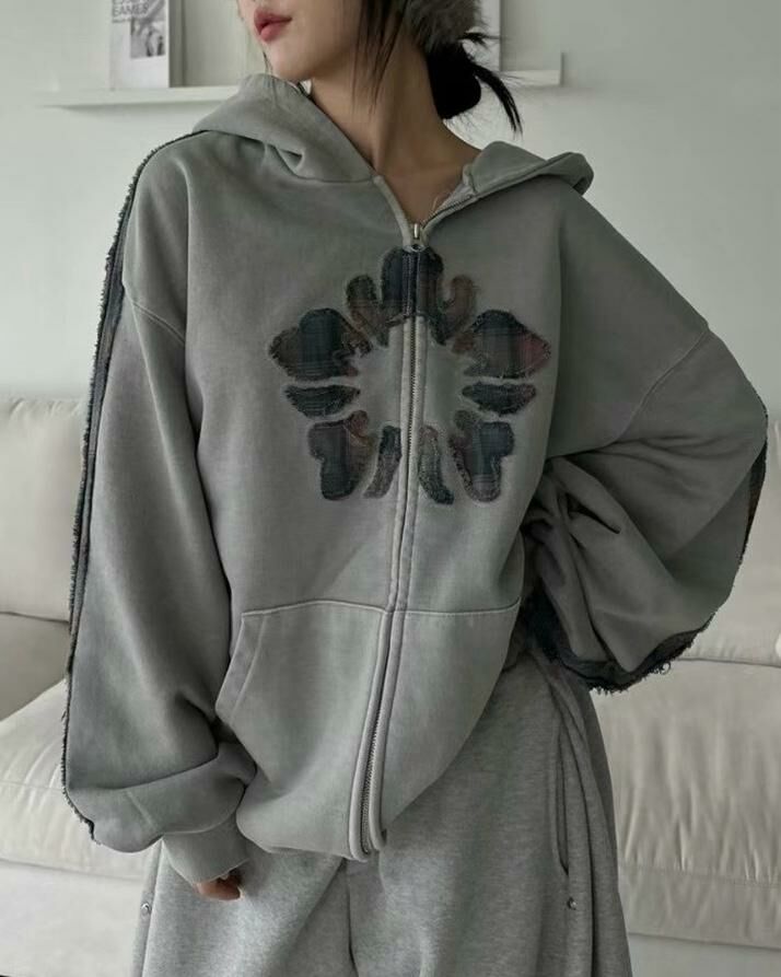 圖案連帽拉鍊外套 JK2589