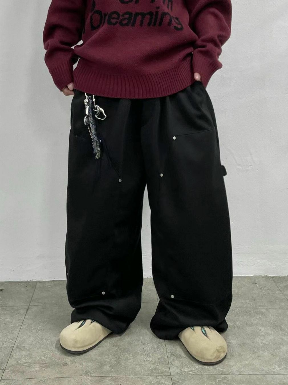 淨色可束腳鬆身運動褲 P3015