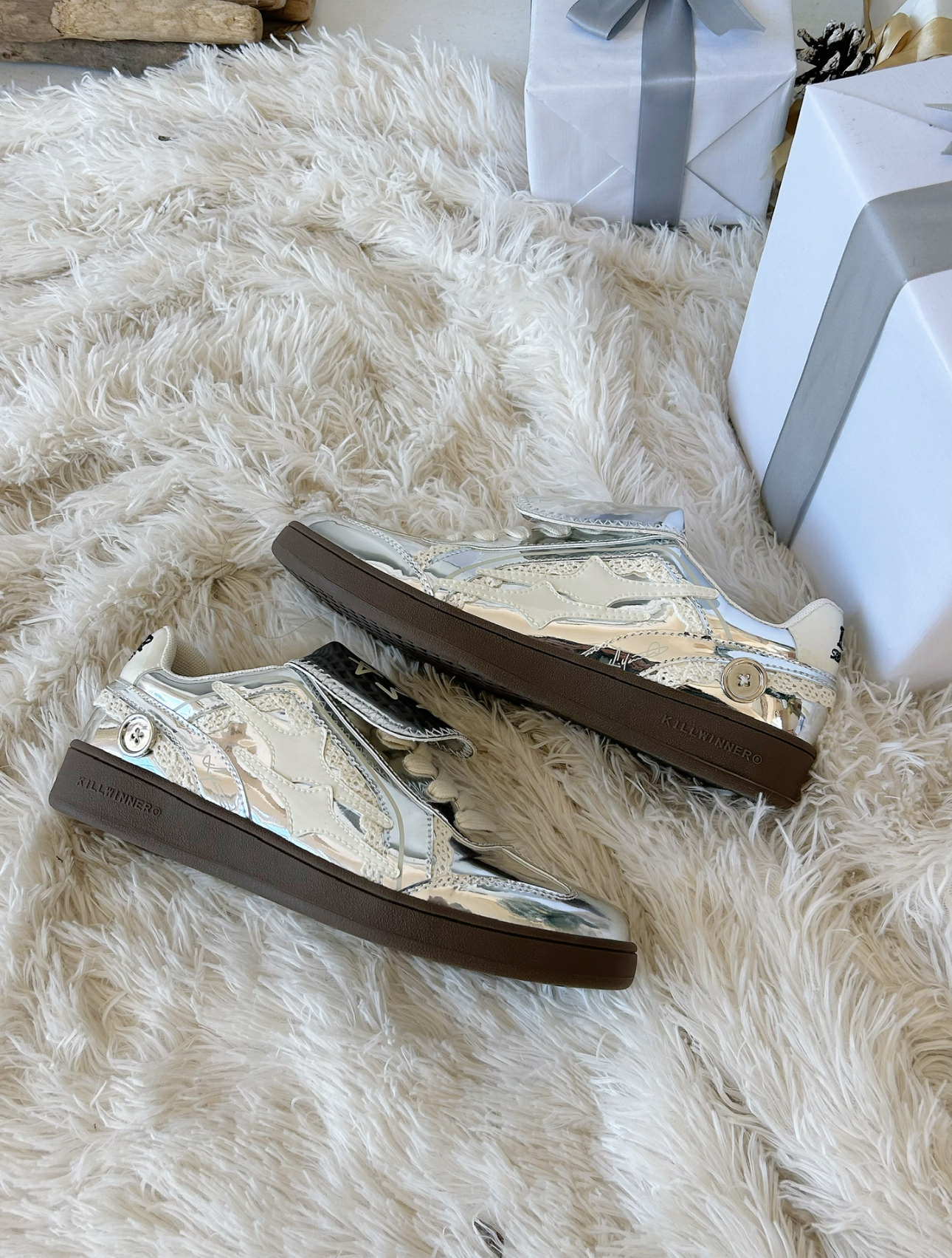預訂|Killwinner 德訓鞋 銀色蕾絲