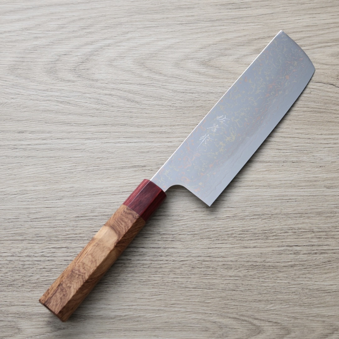 佐治武士 菜切 165mm VG10鋼 有色大馬士革