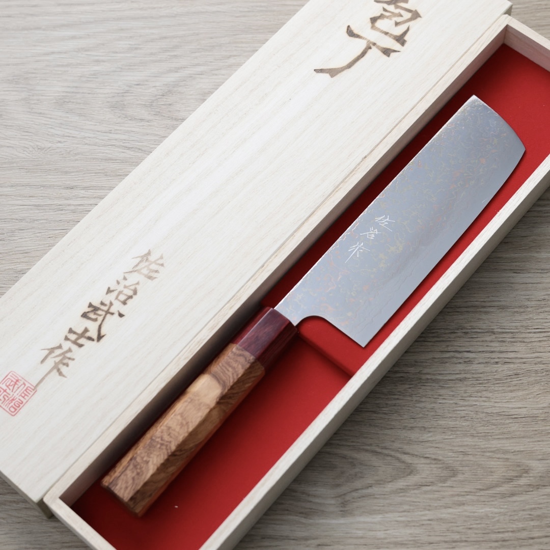 佐治武士 菜切 165mm VG10鋼 有色大馬士革