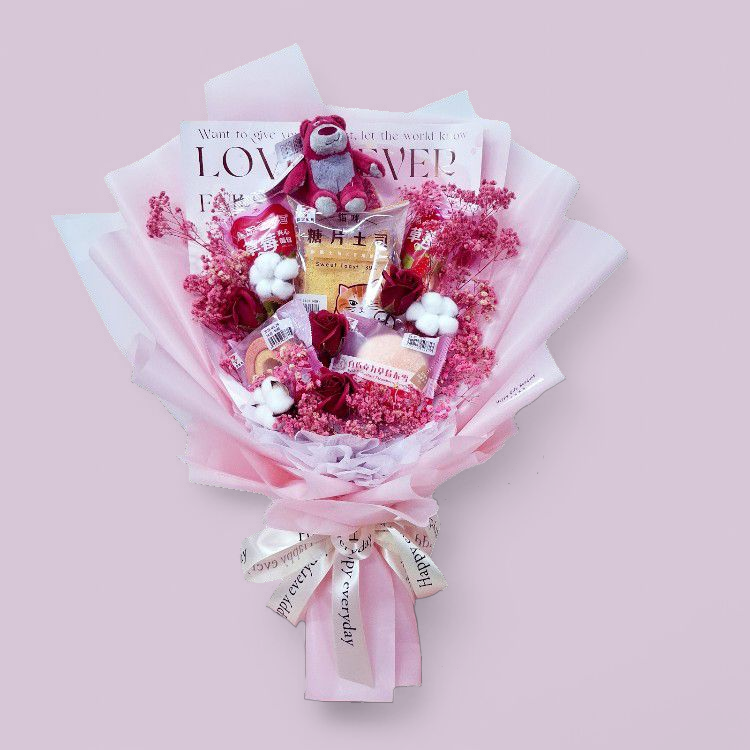 草莓熊麵包熊抱哥花束,lotsO Bouquet