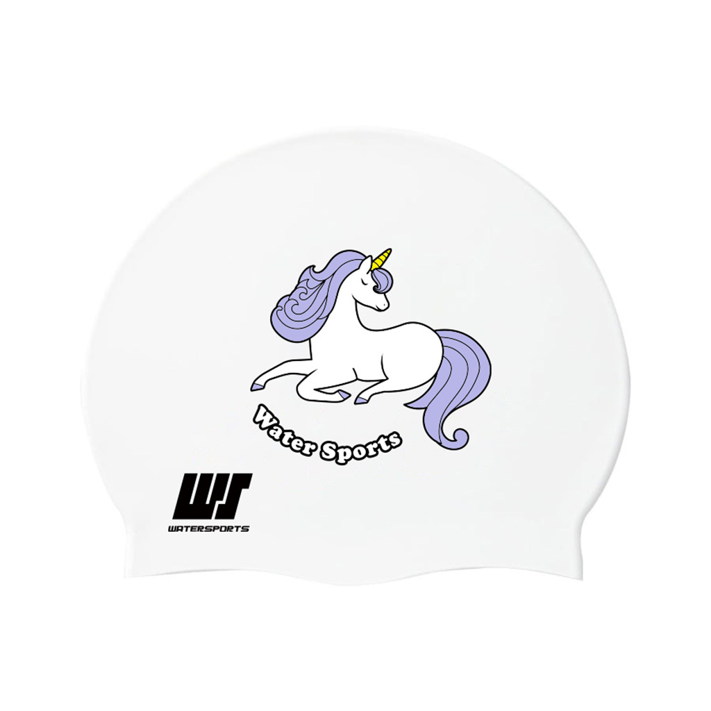 兒童獨角馬矽膠泳帽 - 白
