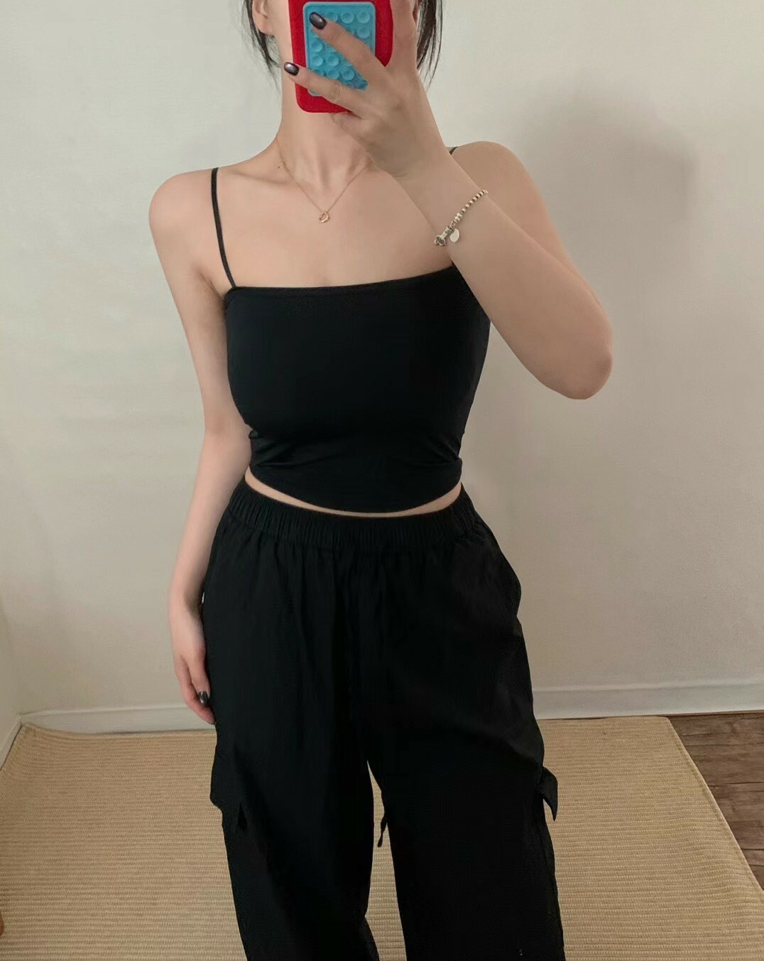 平口細肩bra襯墊背心(特)