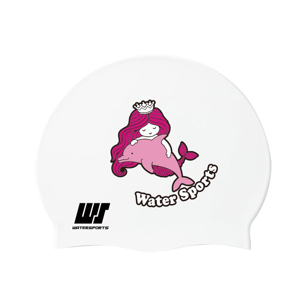 兒童美人魚矽膠泳帽 - 白