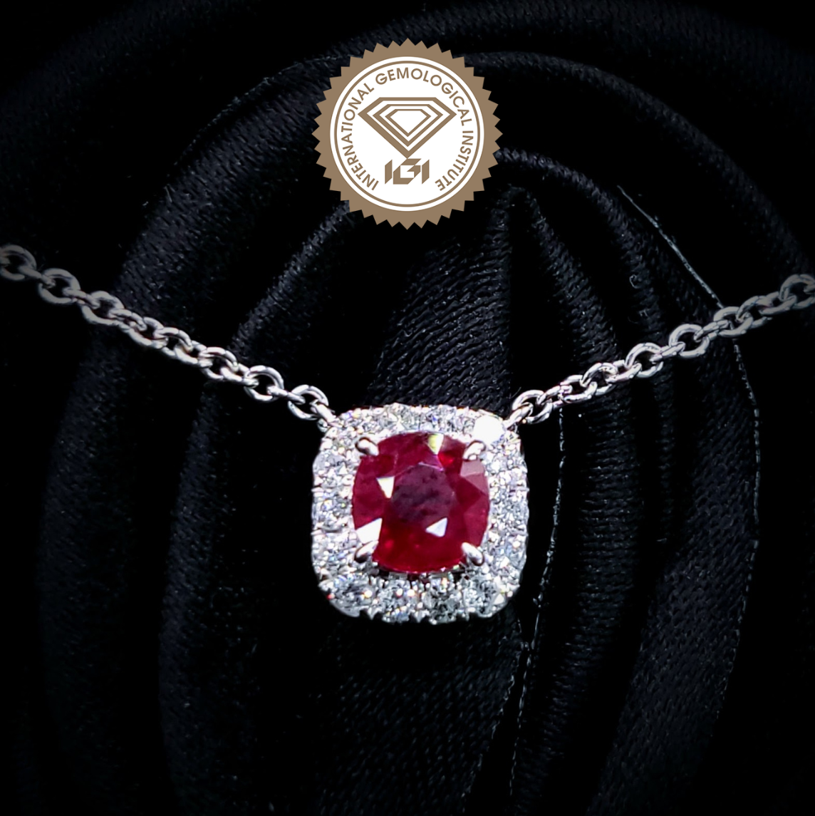 18K White Gold 0.71ct Ruby and Diamond Necklace