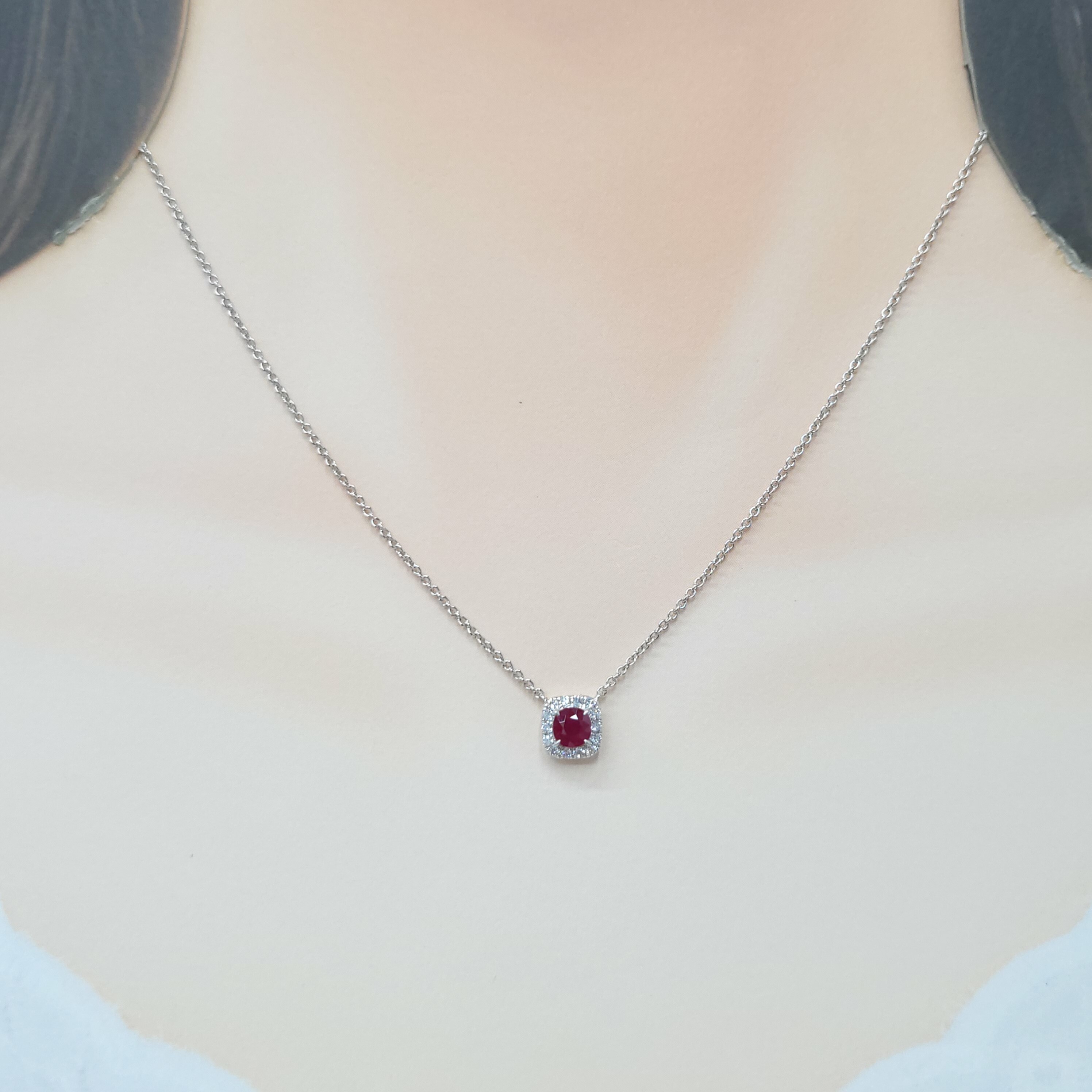 18K White Gold 0.71ct Ruby and Diamond Necklace