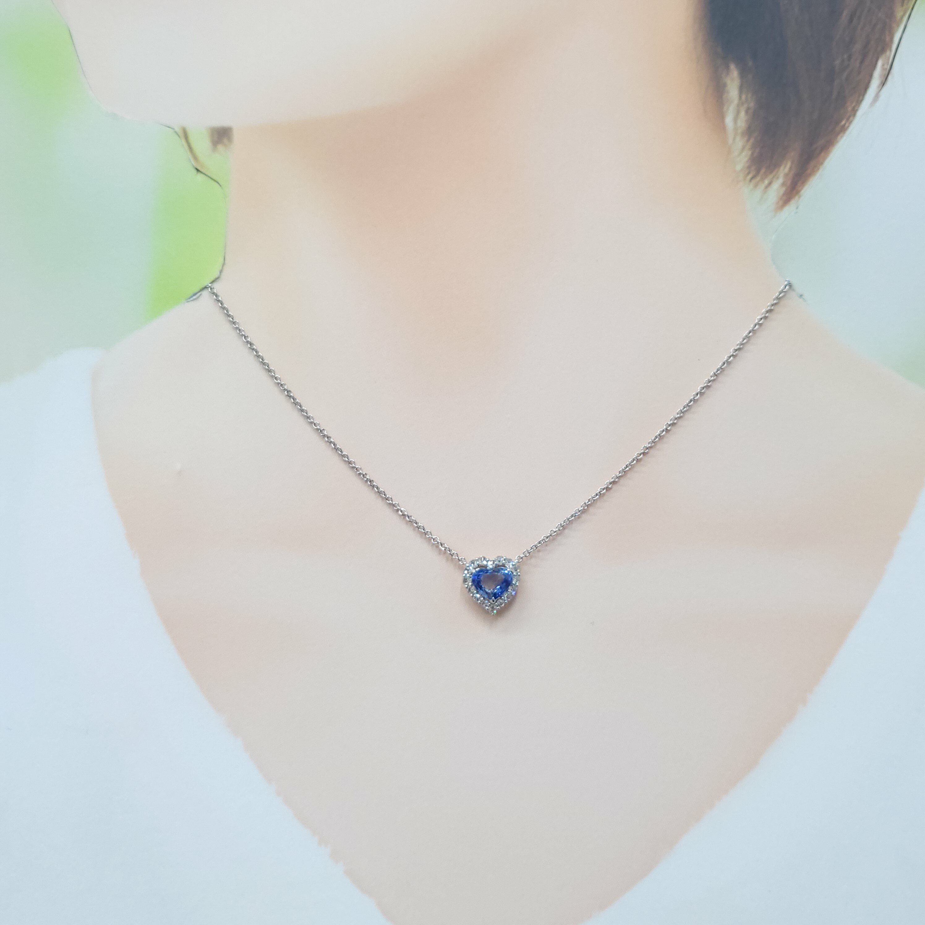 18K White Gold 1.44ct Sapphire and Diamond Necklace