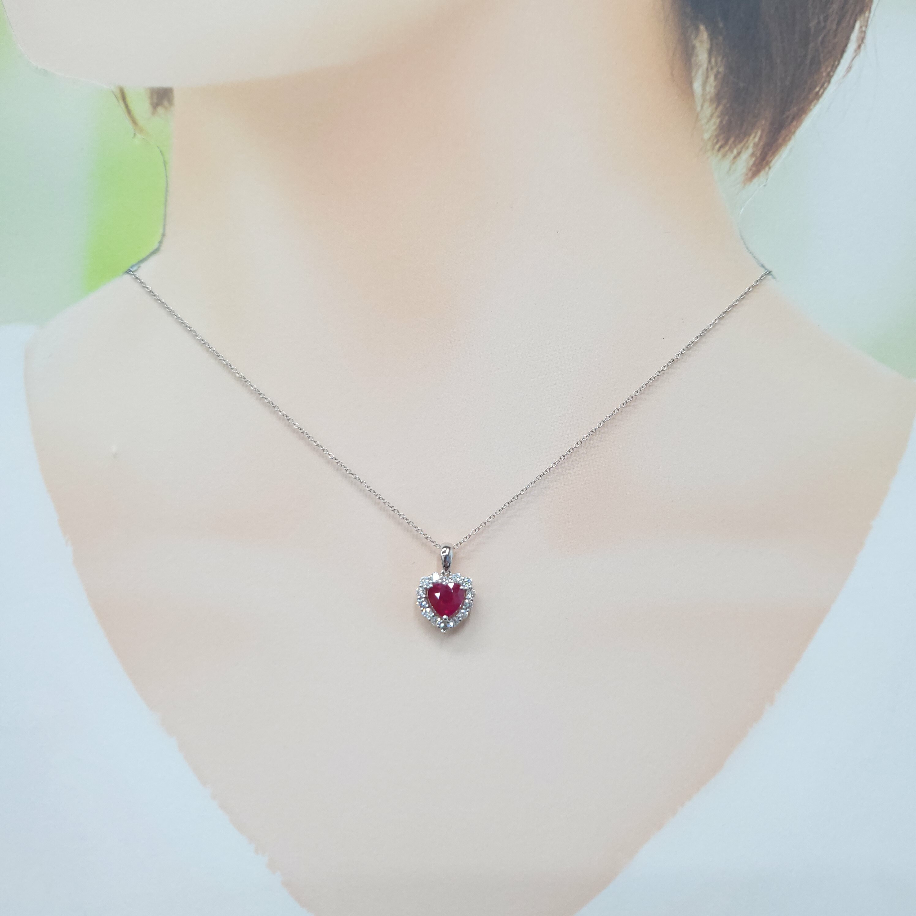 18K White Gold 1.10ct Ruby and Diamond Pendant