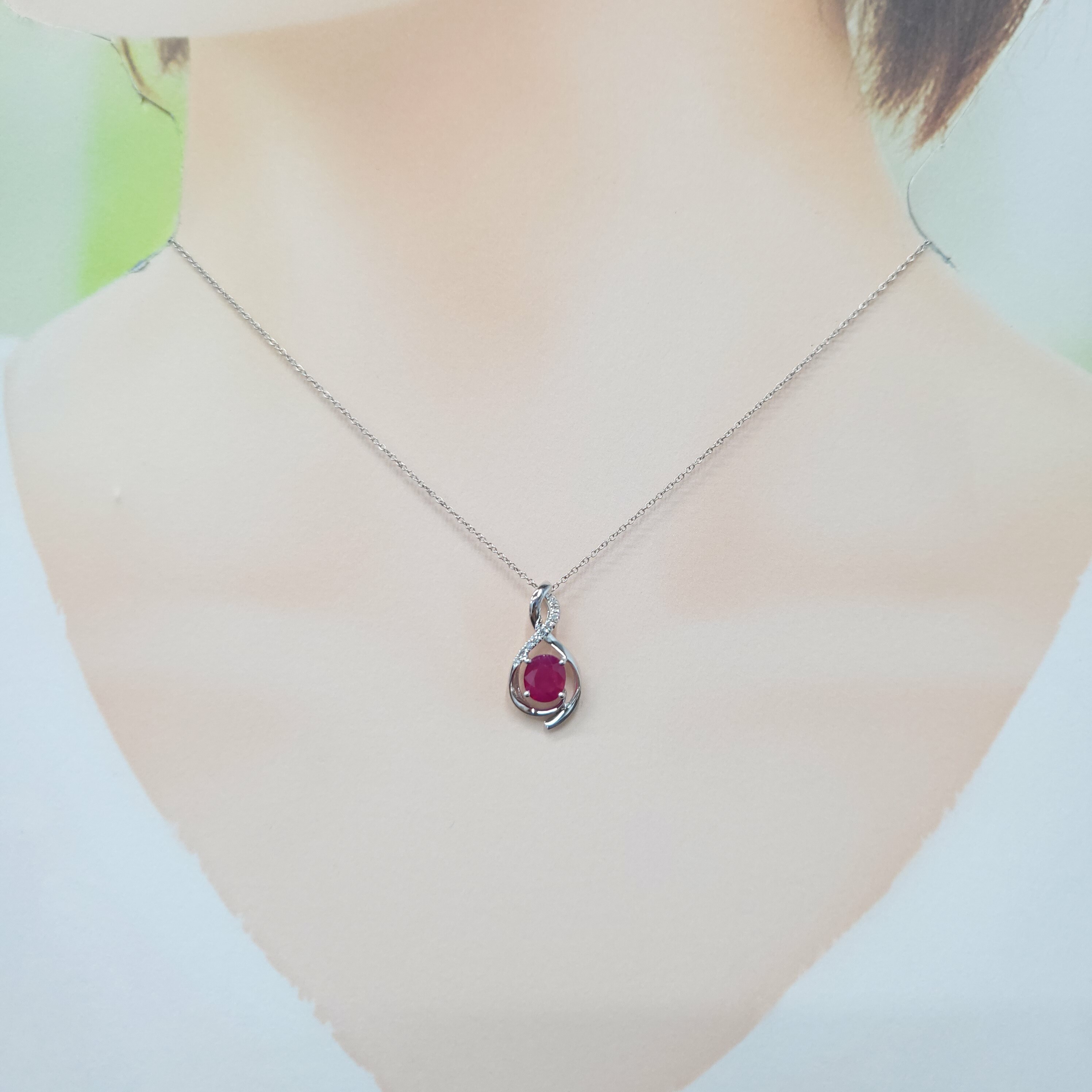 18K White Gold 1.01ct Ruby and Diamond Pendant