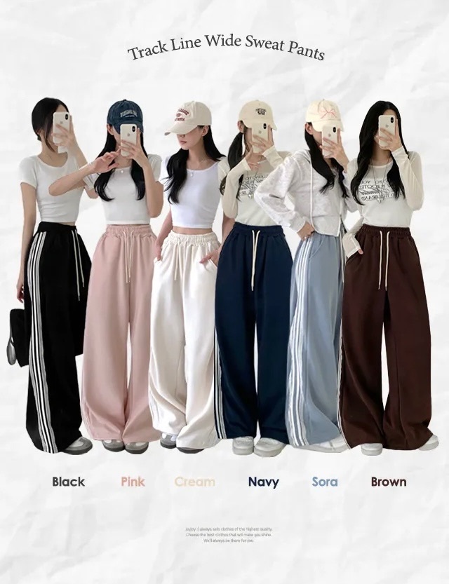 【優惠價預訂】韓國側間條LACE邊運動褲（6色）