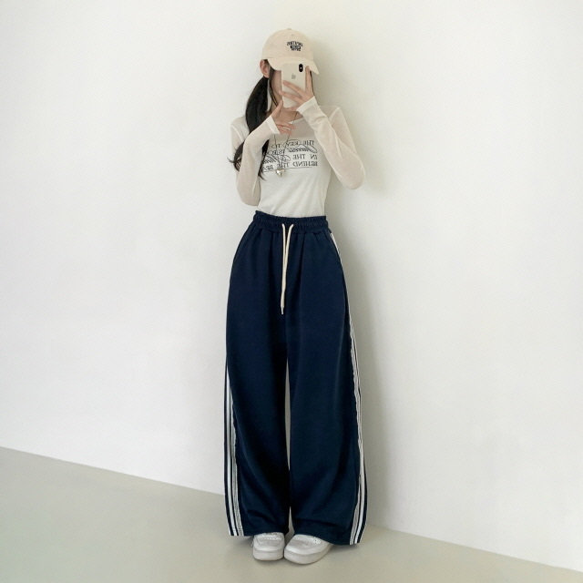 【優惠價預訂】韓國側間條LACE邊運動褲（6色）