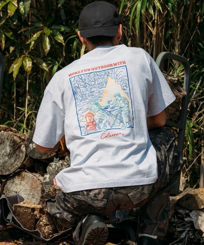 🇯🇵 Coleman × FREAK'S STORE line drawing 聯名款 露營線條印花 短T 短袖 落肩 男女 / 預購