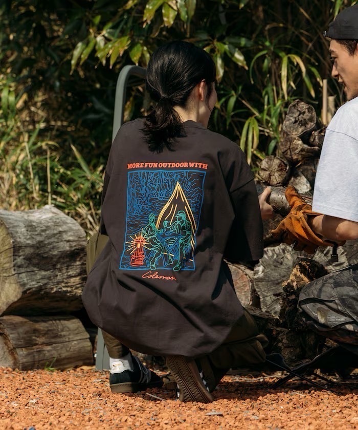 🇯🇵 Coleman × FREAK'S STORE line drawing 聯名款 露營線條印花 短T 短袖 落肩 男女 / 預購