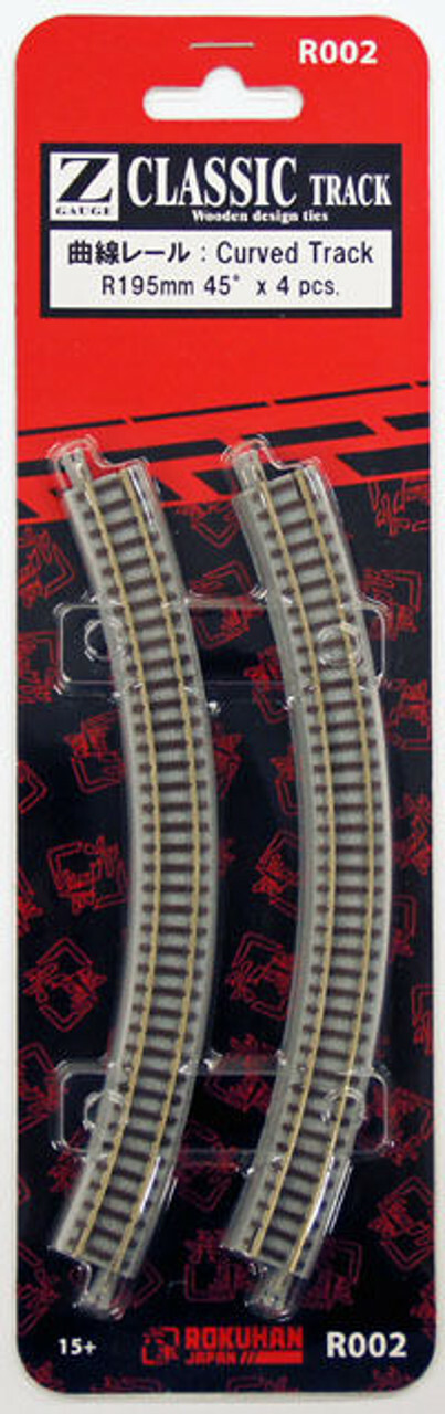 Rokuhan R002 Z規 經典軌道 曲線軌道R195-45°.4入