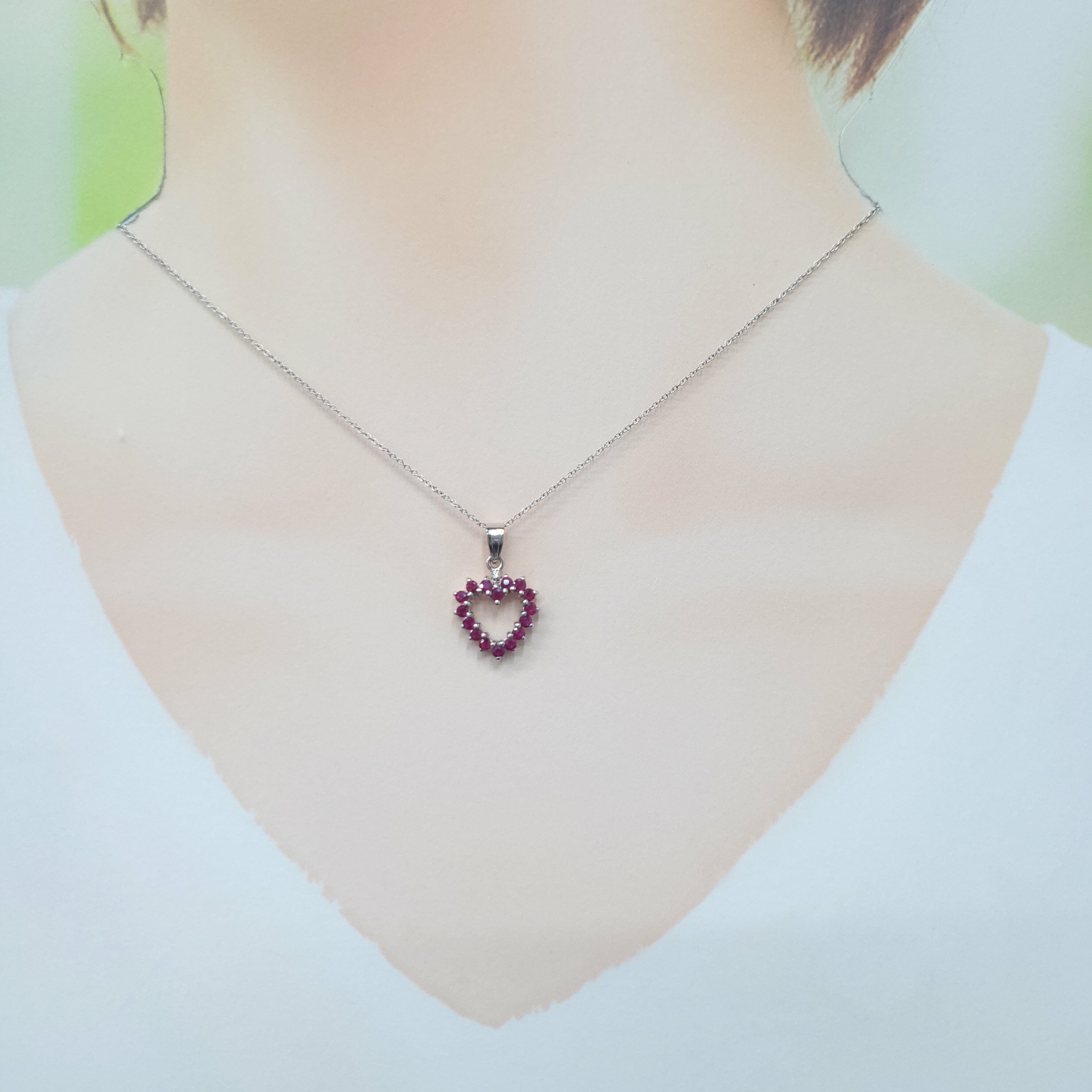 14K White Gold 0.44ct Ruby Pendant