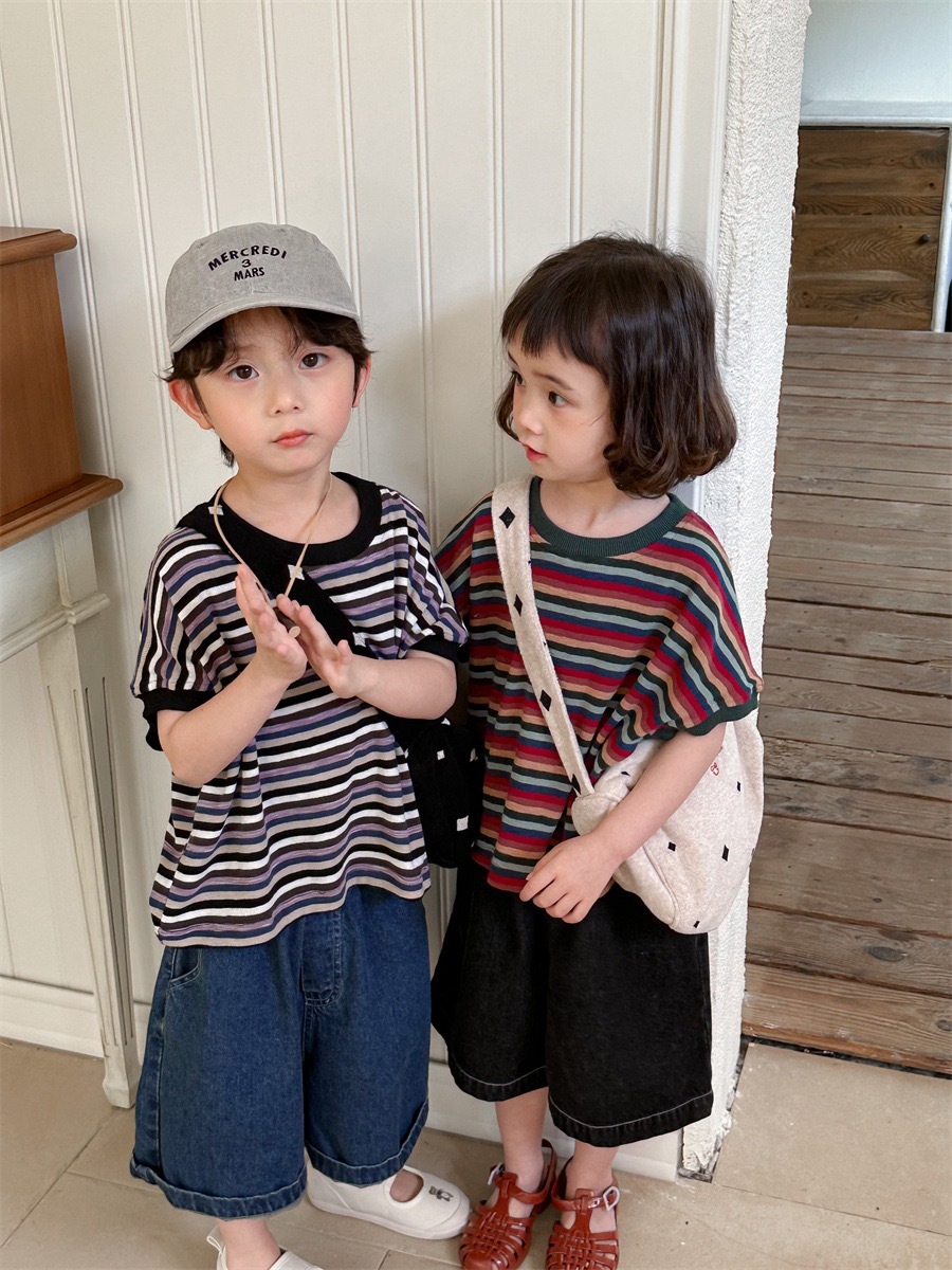 寬鬆彩色條紋上衣