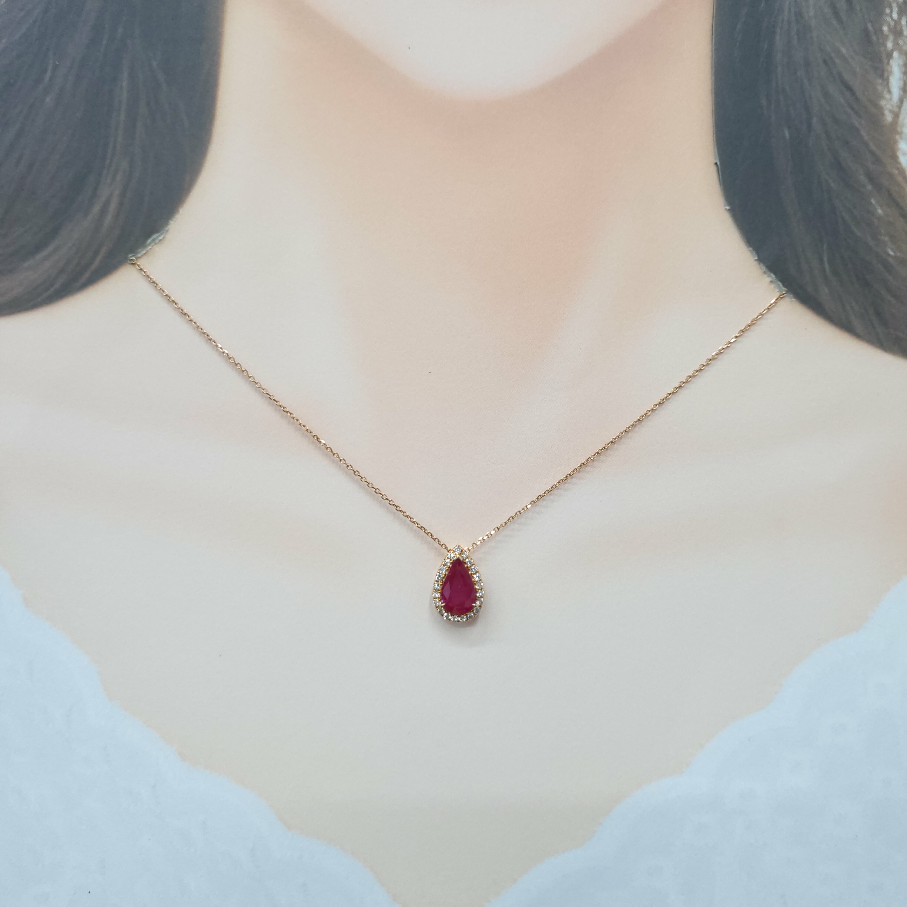 18K Rose Gold 1.77ct Ruby and Diamond Pendant