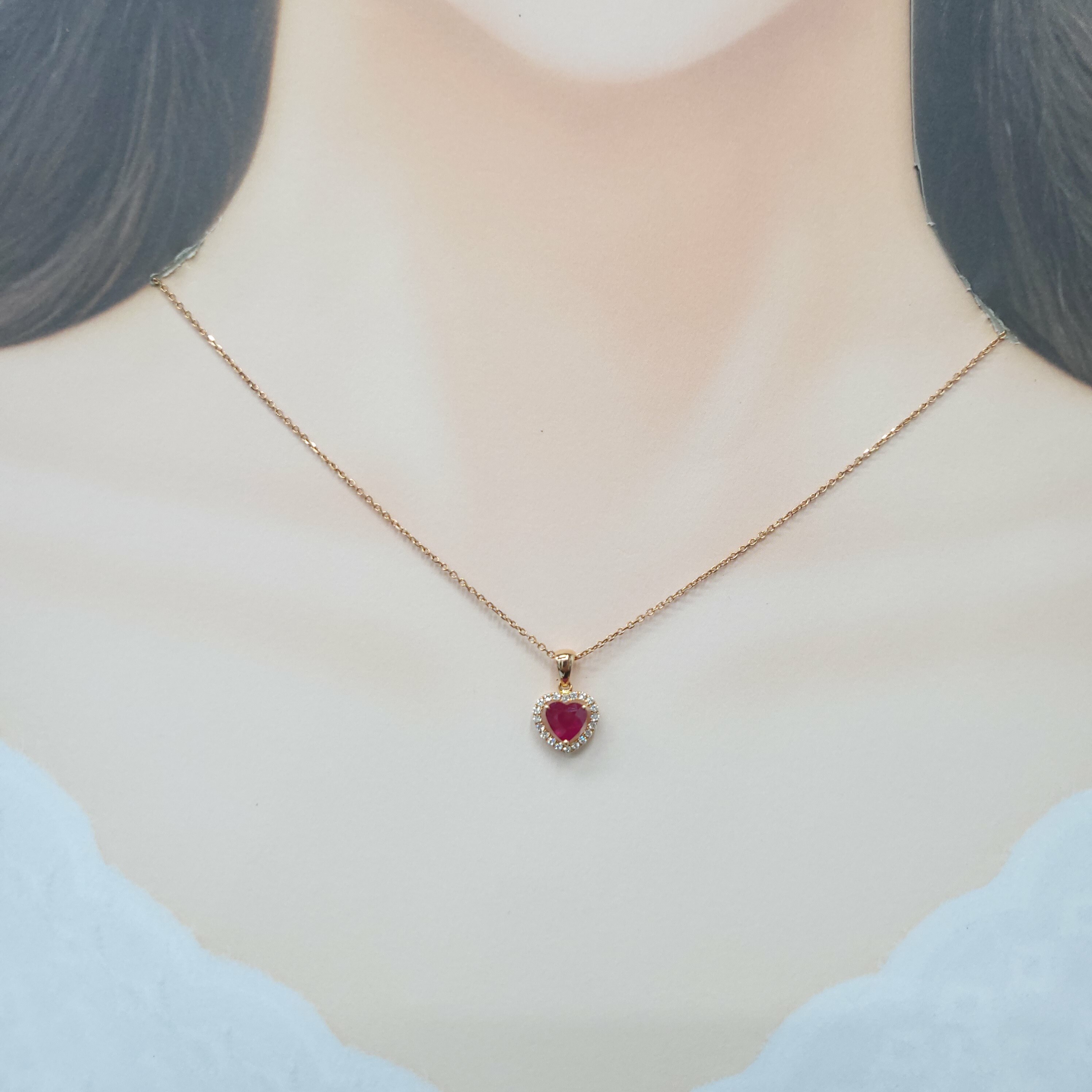 18K Rose Gold 1.01ct Ruby and Diamond Pendant