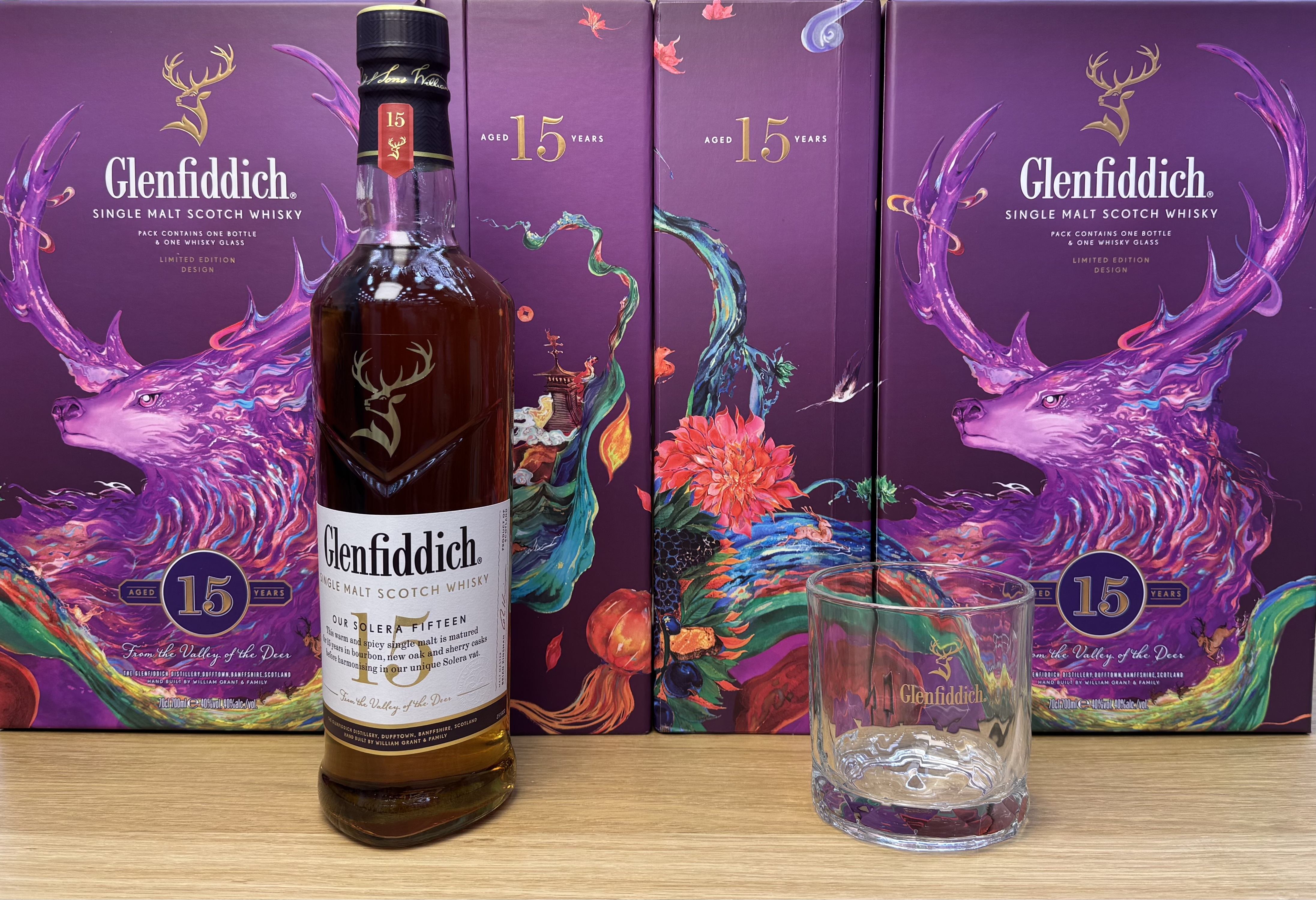 格蘭菲迪15年單一純麥威士忌酒杯套裝 Glenfiddich 15 Years Single Malt Whisky gift set 700ml