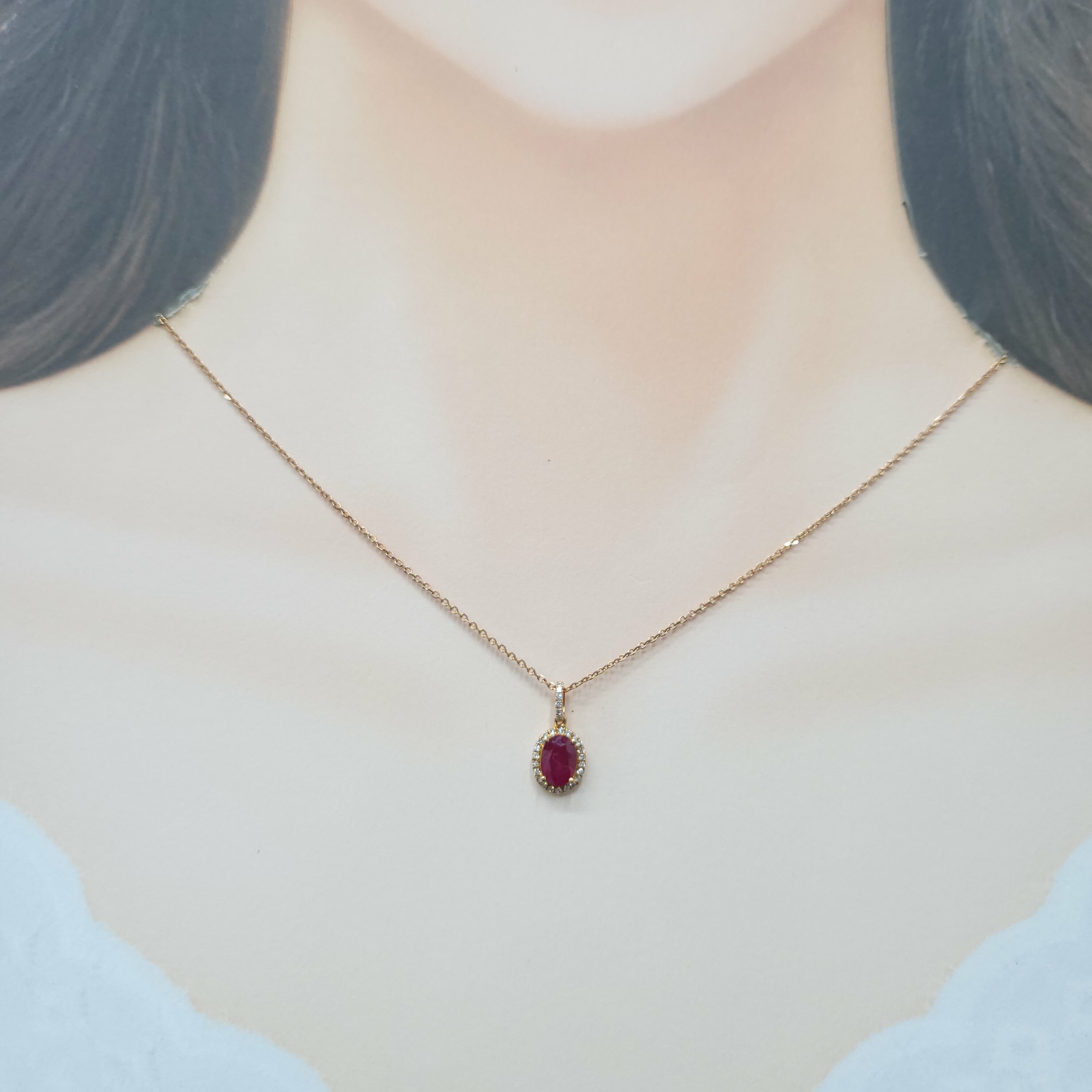 18K Rose Gold 1.13ct Ruby and Diamond Pendant