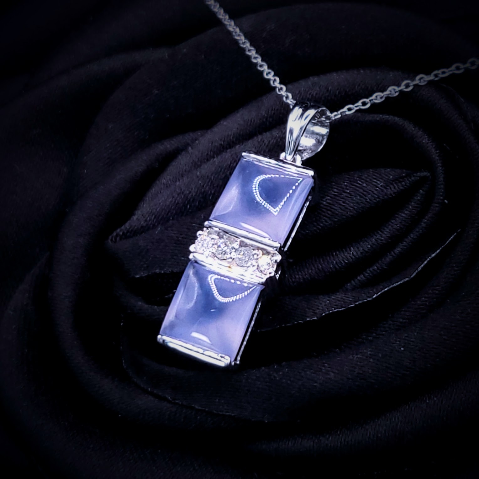 18K White Gold Crystal and Diamond Pendant