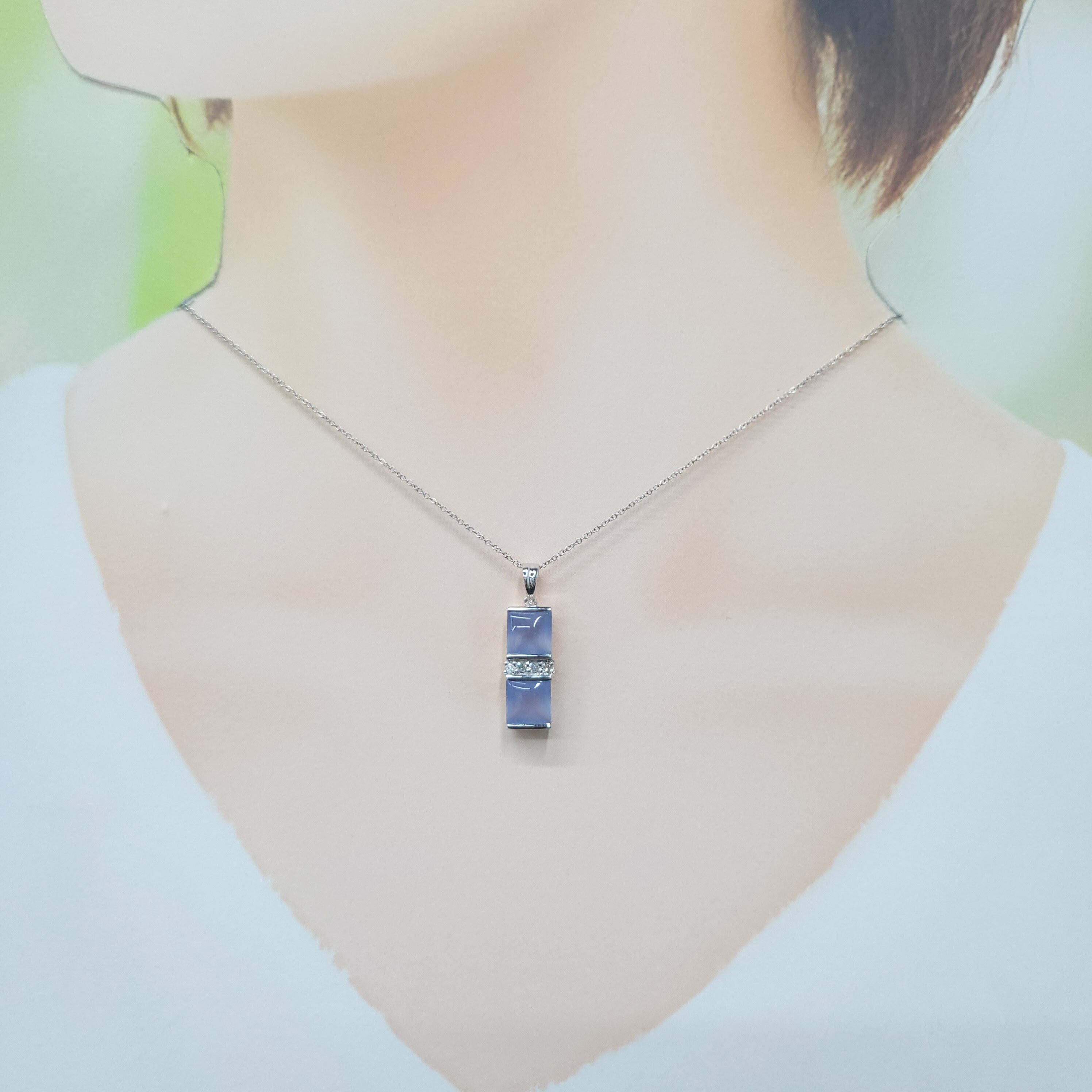 18K White Gold Crystal and Diamond Pendant