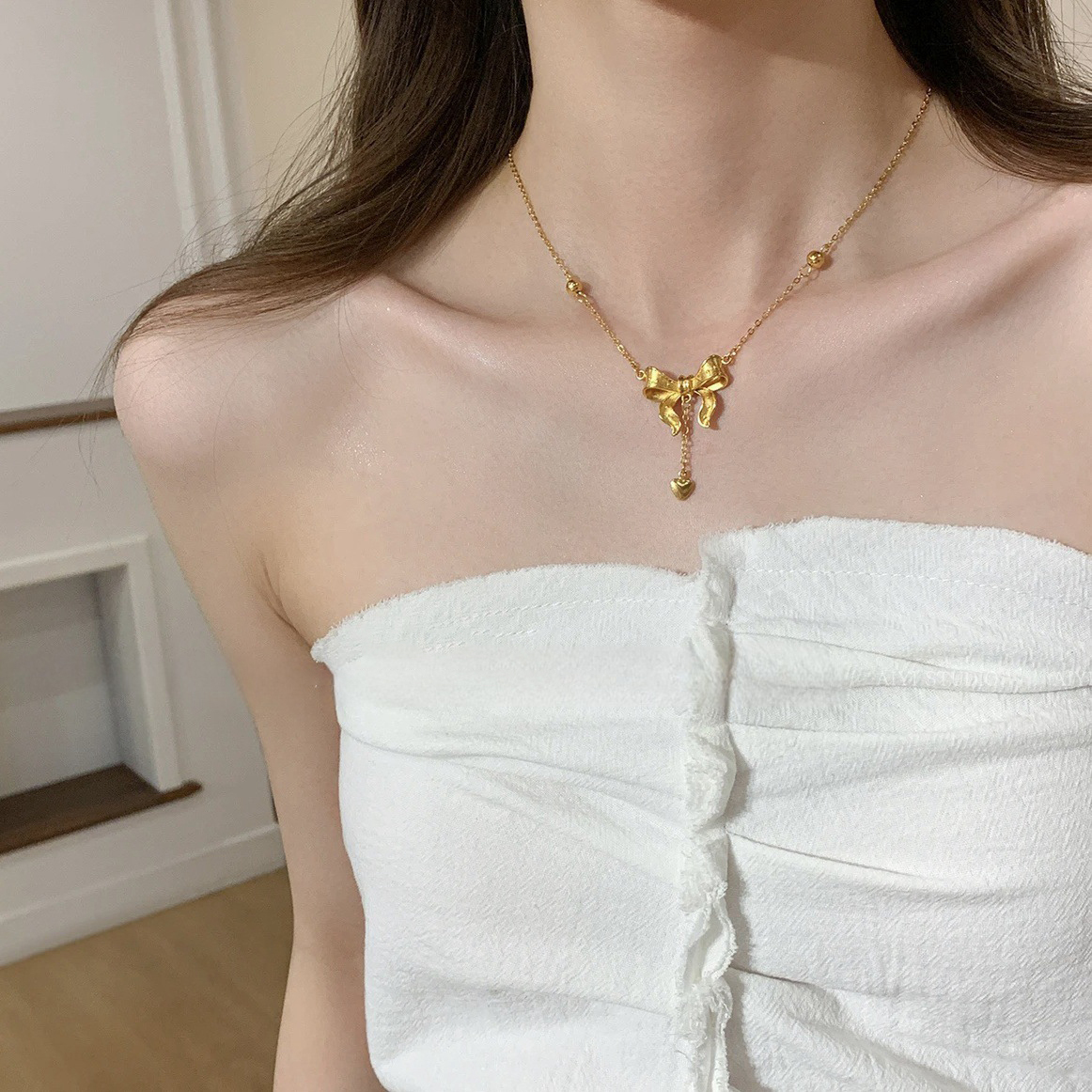 【金輝】在逃公主蝴蝶金古法金項鍊/鎖骨鍊