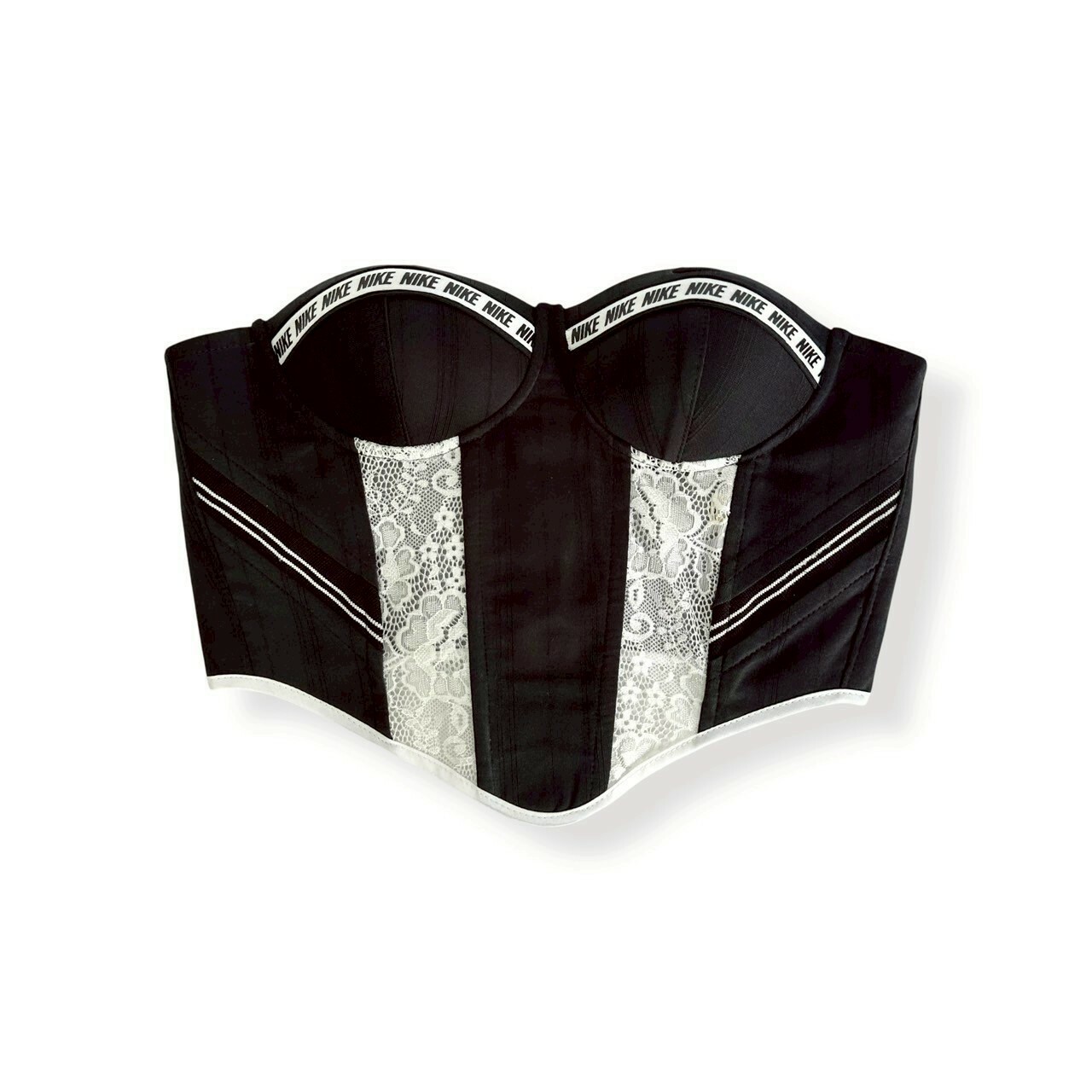 JUSTME - 【售罄】泰國復古Remake logo 帶併蕾絲無帶馬甲 JM021