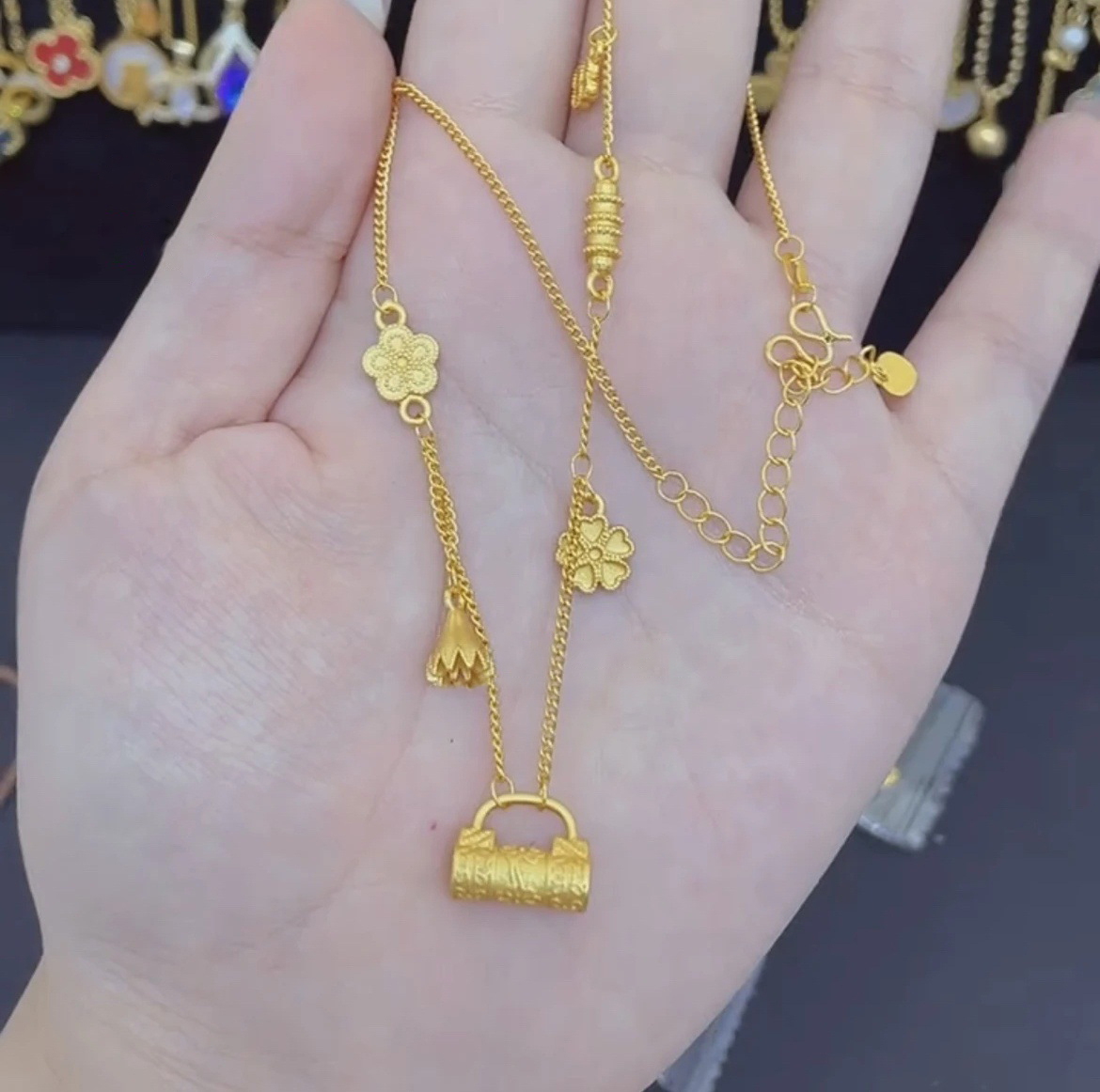 【金輝】金碩果累累平安鎖包古法金項鍊