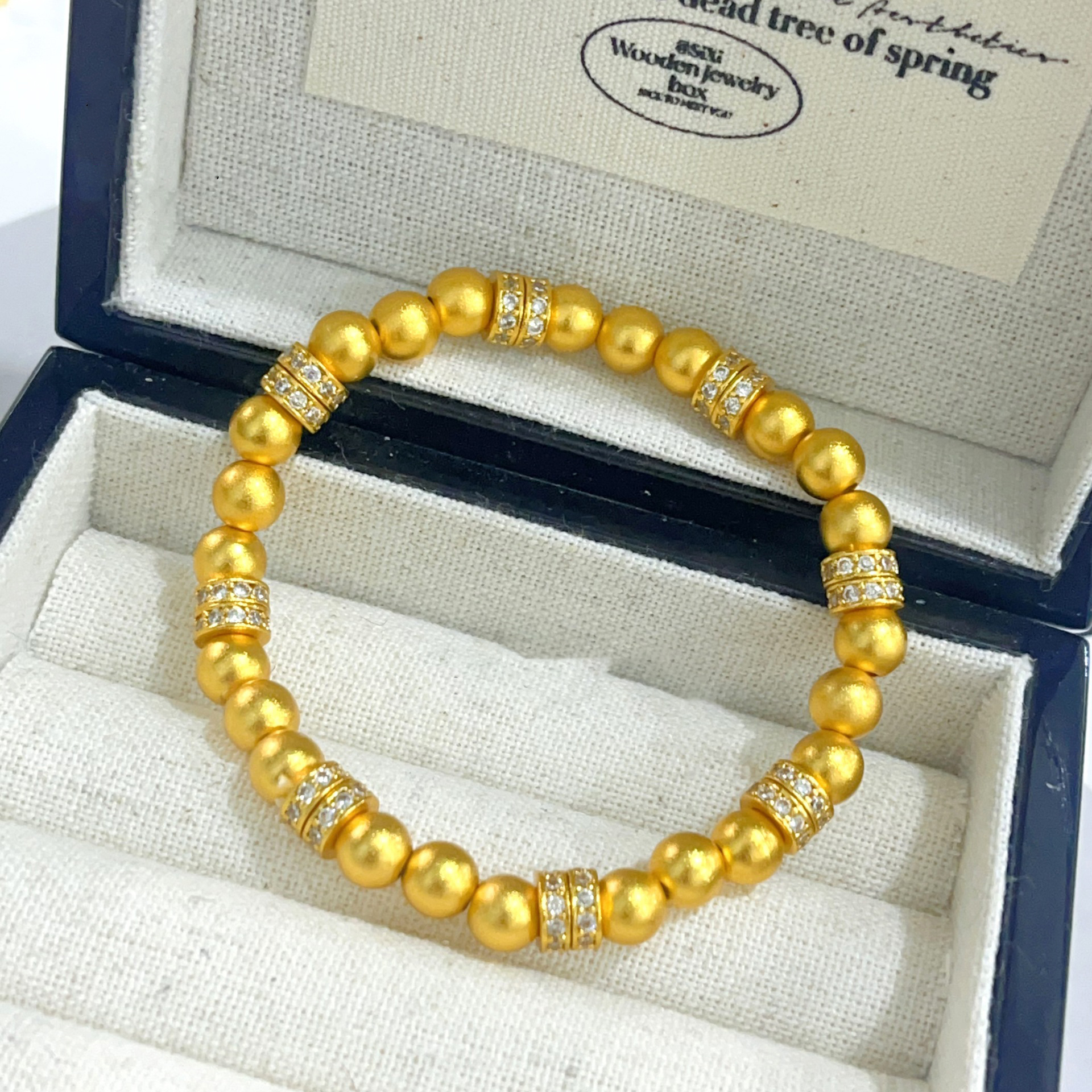 【金輝】古法沙金點鑽跑環招財手鍊