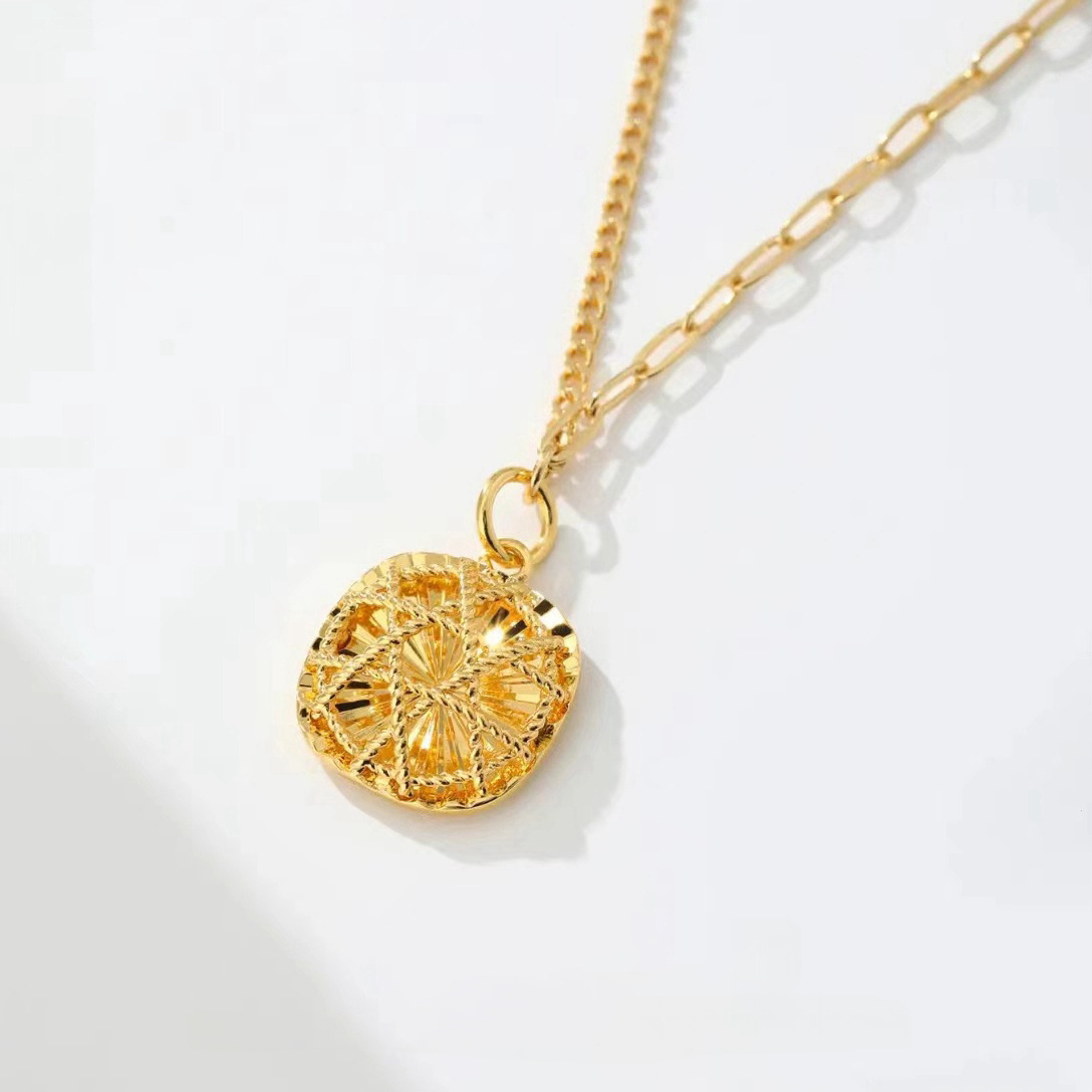 【金輝】拉絲方糖古法金招財項鍊