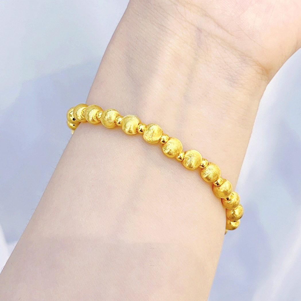 【金輝】天然黃銅鍍金貓眼珠沙金手鍊