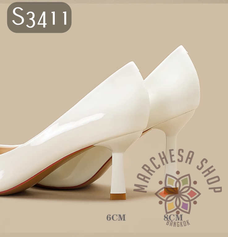 S3411 - 羊漆皮簡約極簡尖頭高踭鞋 (兩種高度 大小呎碼)